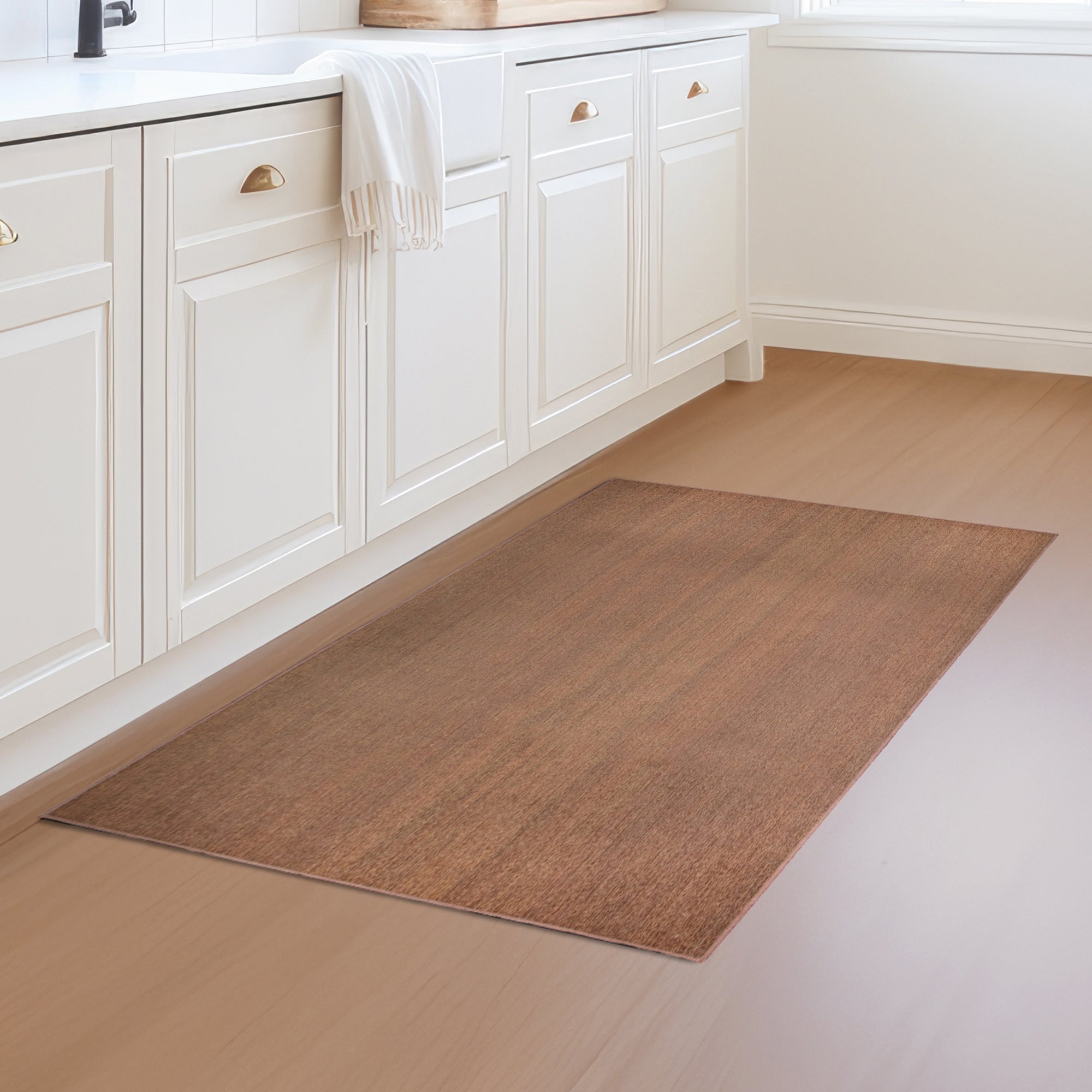 Solid Espresso Dining Room Washable Rug