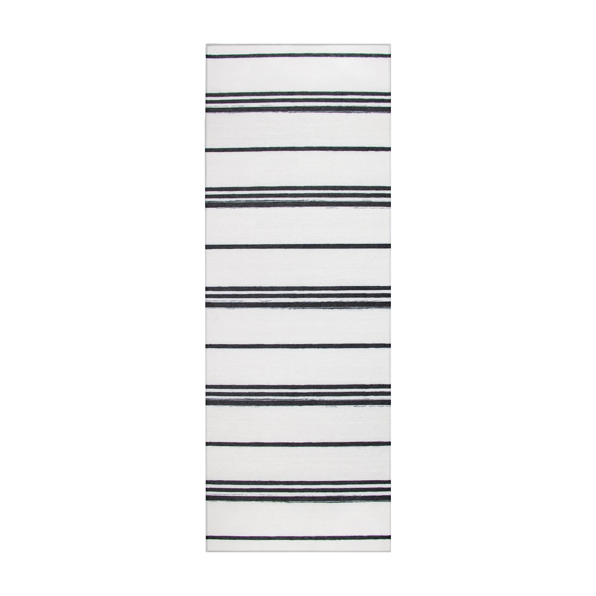 Stripe Black and White Living Room Washable Rug