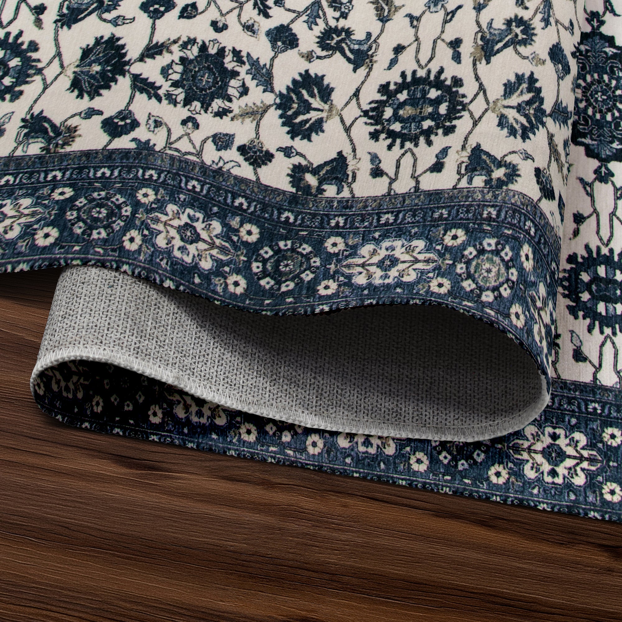 Ramage Blue Bedroom Washable Rug