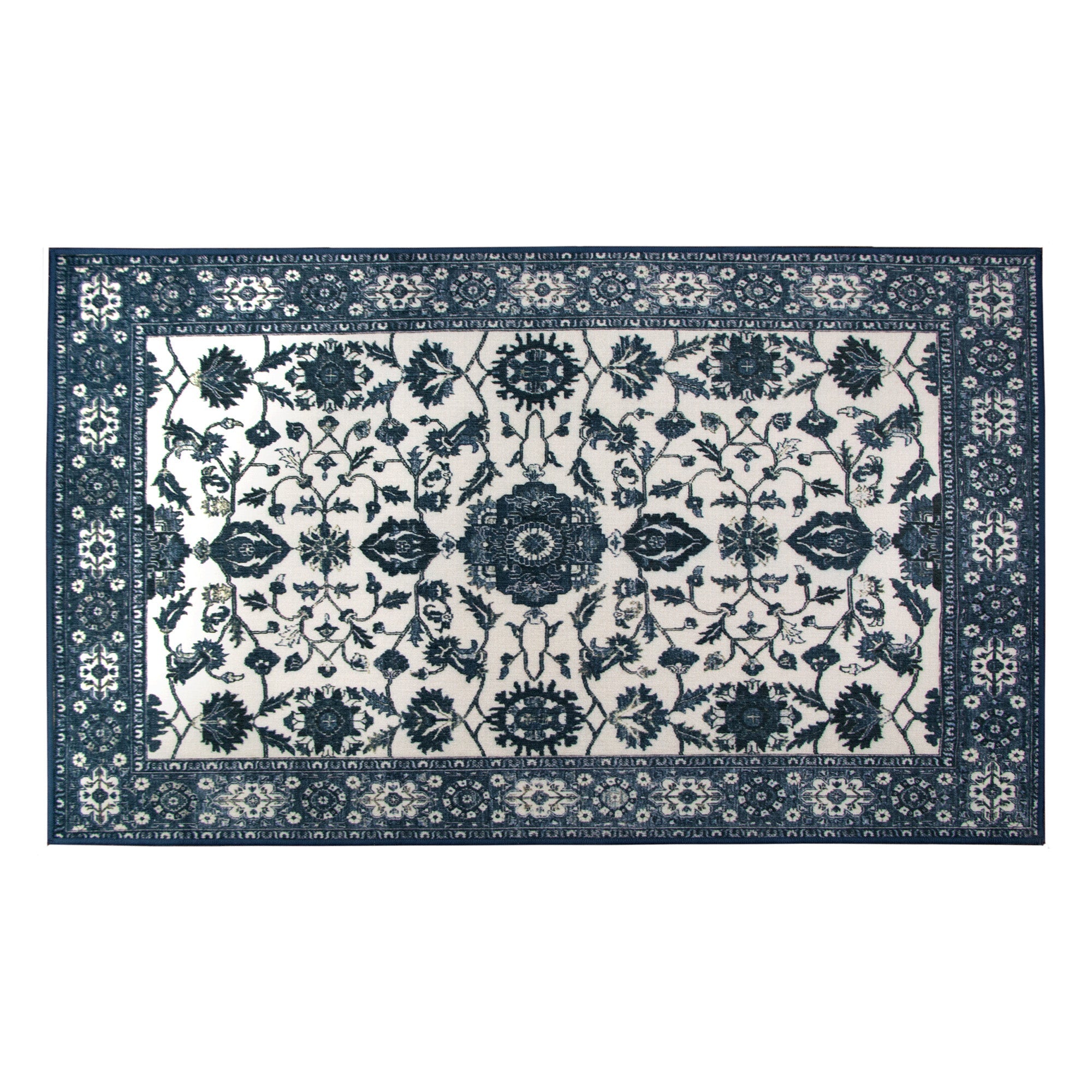 Ramage Blue Dining Room Washable Rug