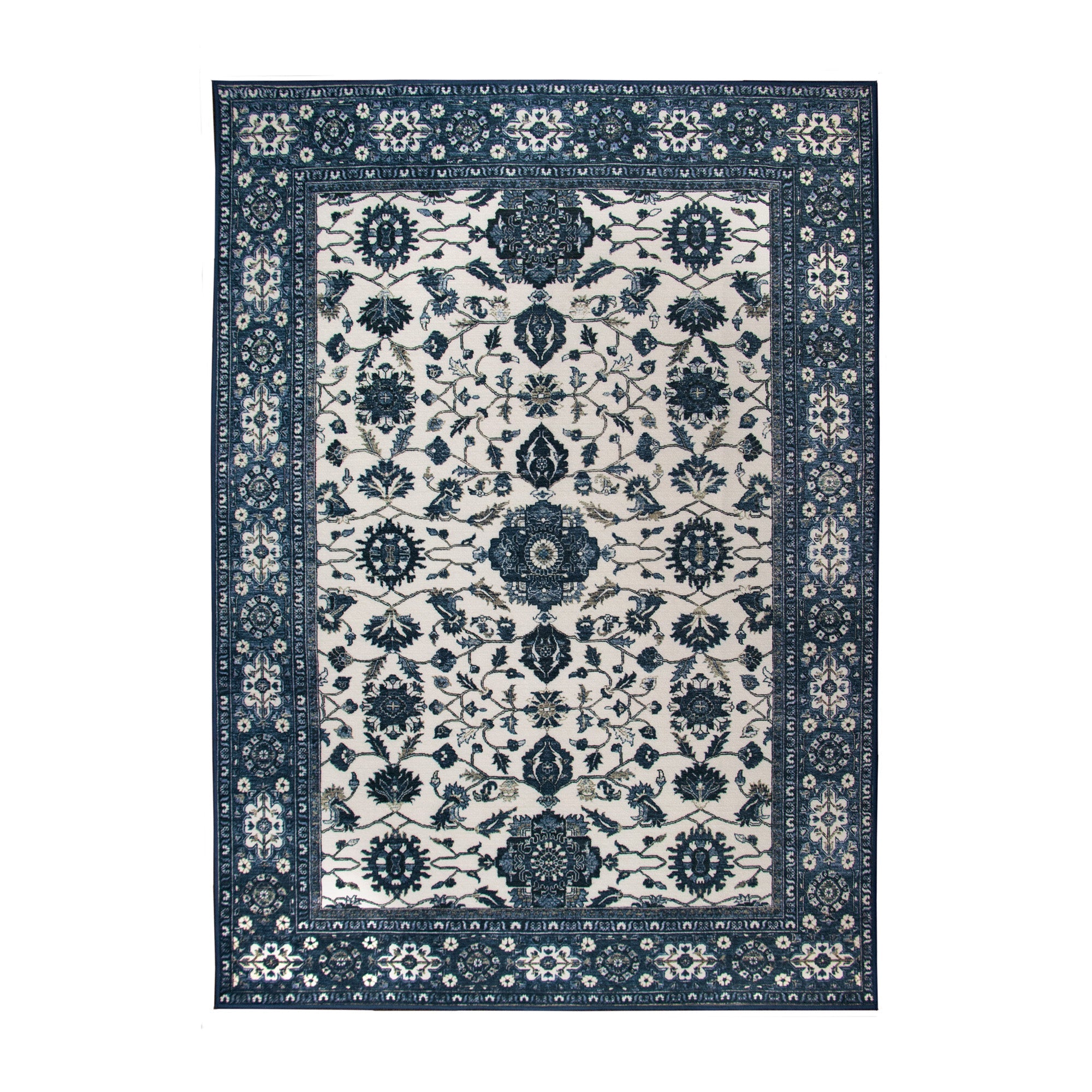 Ramage Blue Dining Room Washable Rug
