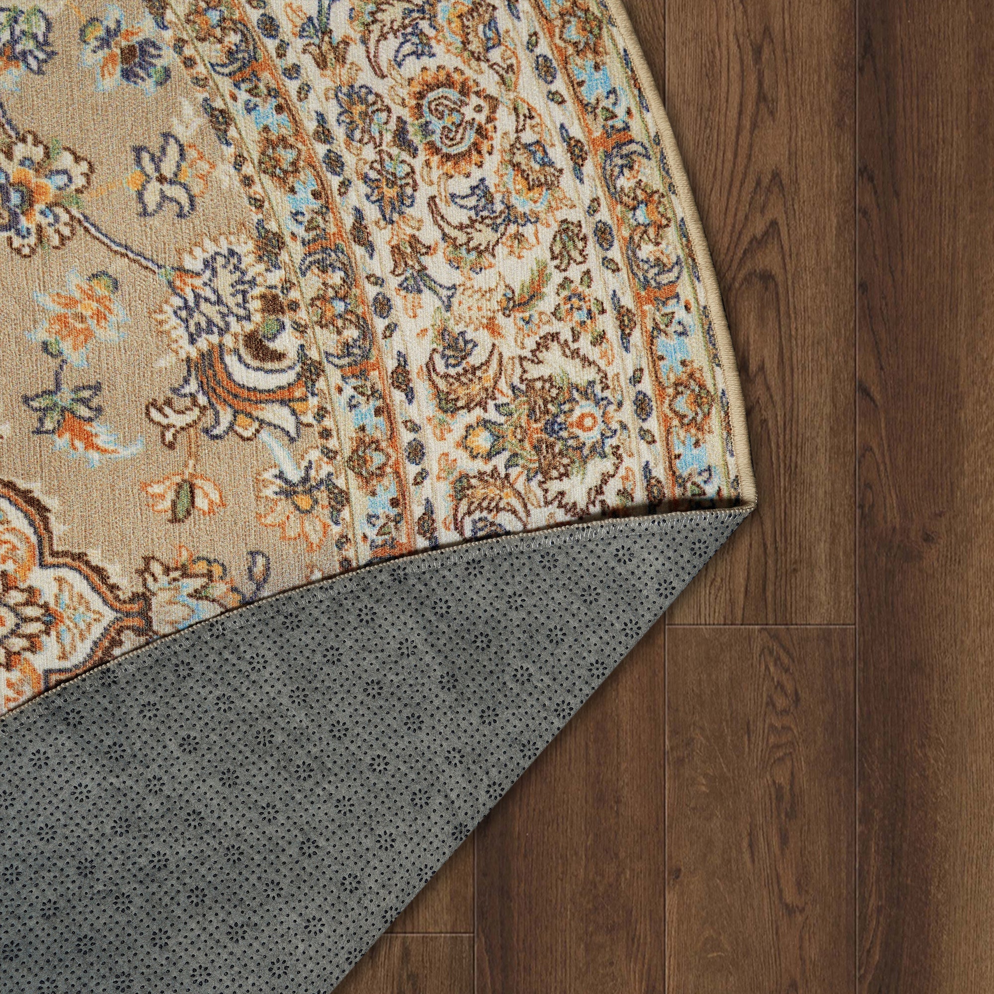 Kenya Beige Dining Room Washable Rug