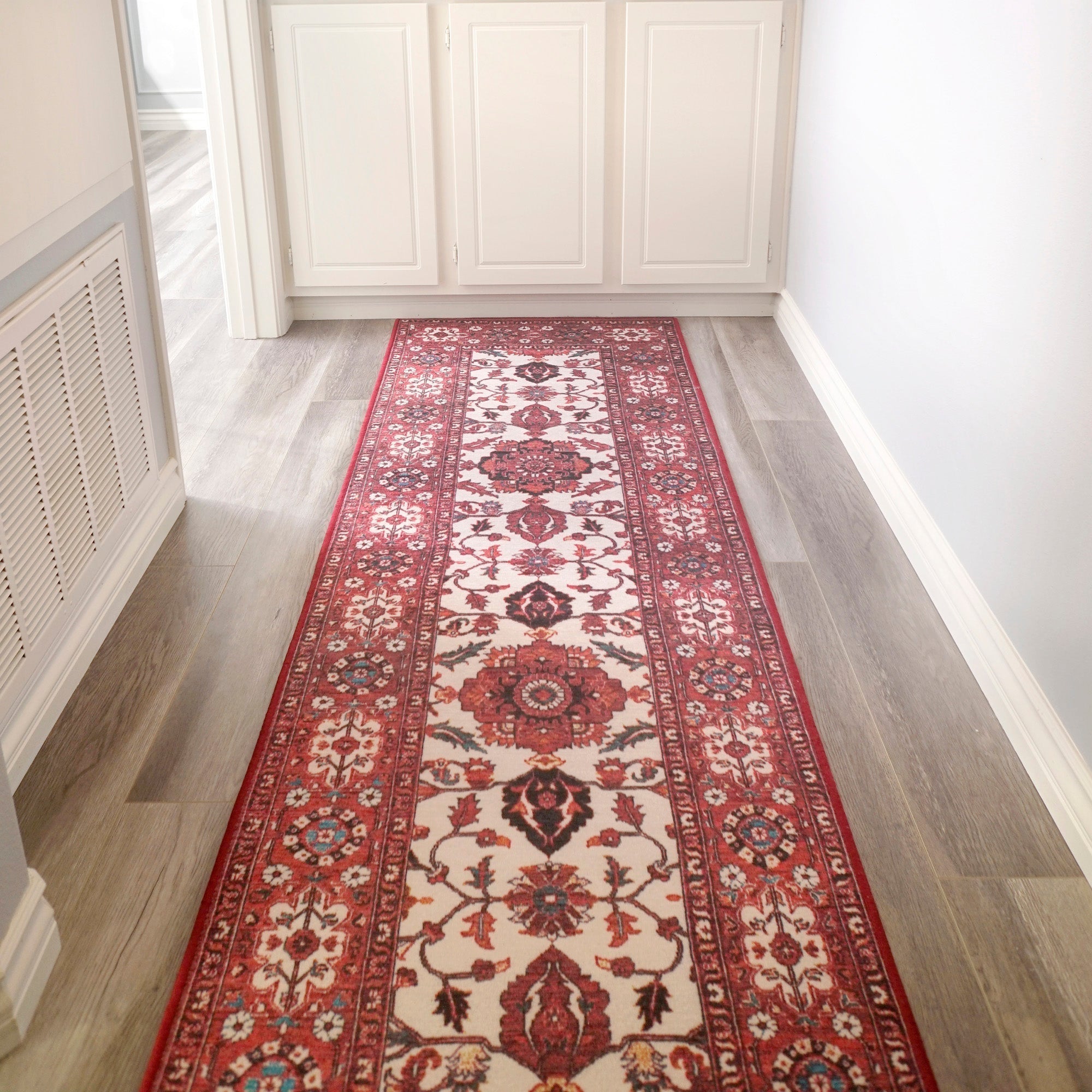 Ramage Maroon Dining Room Washable Rug