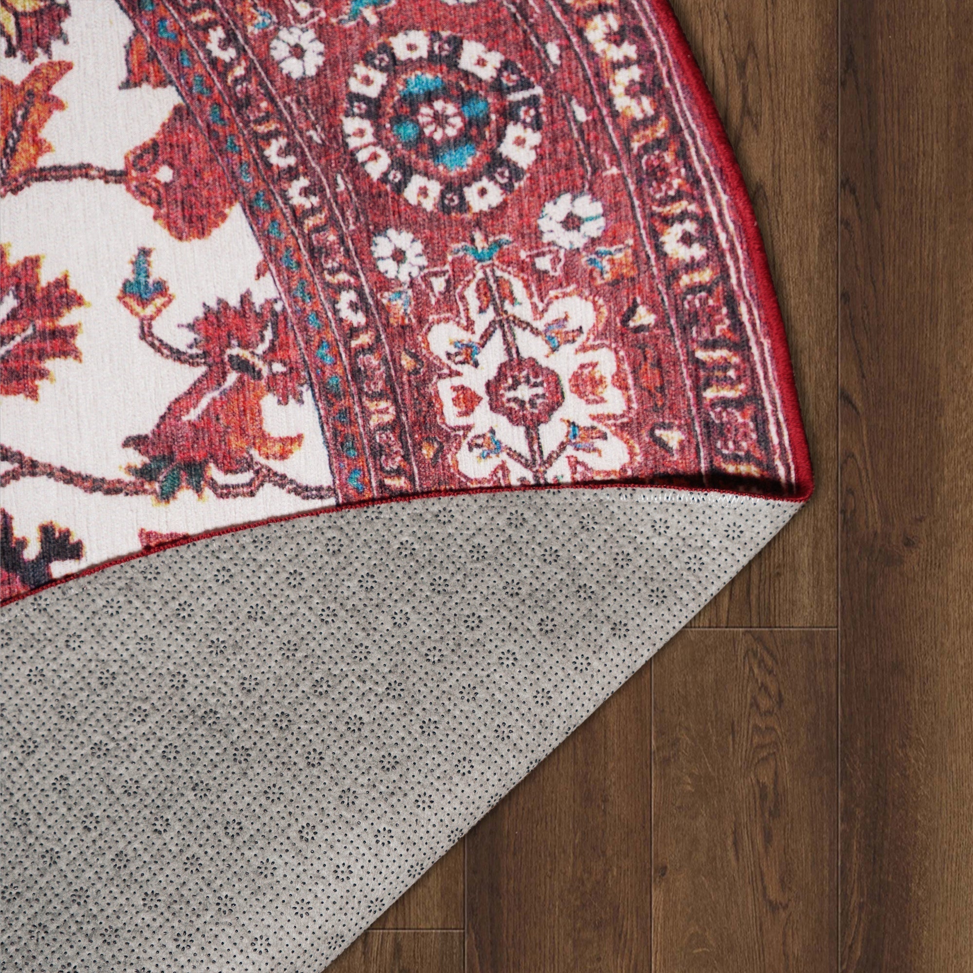 Ramage Maroon Dining Room Washable Rug