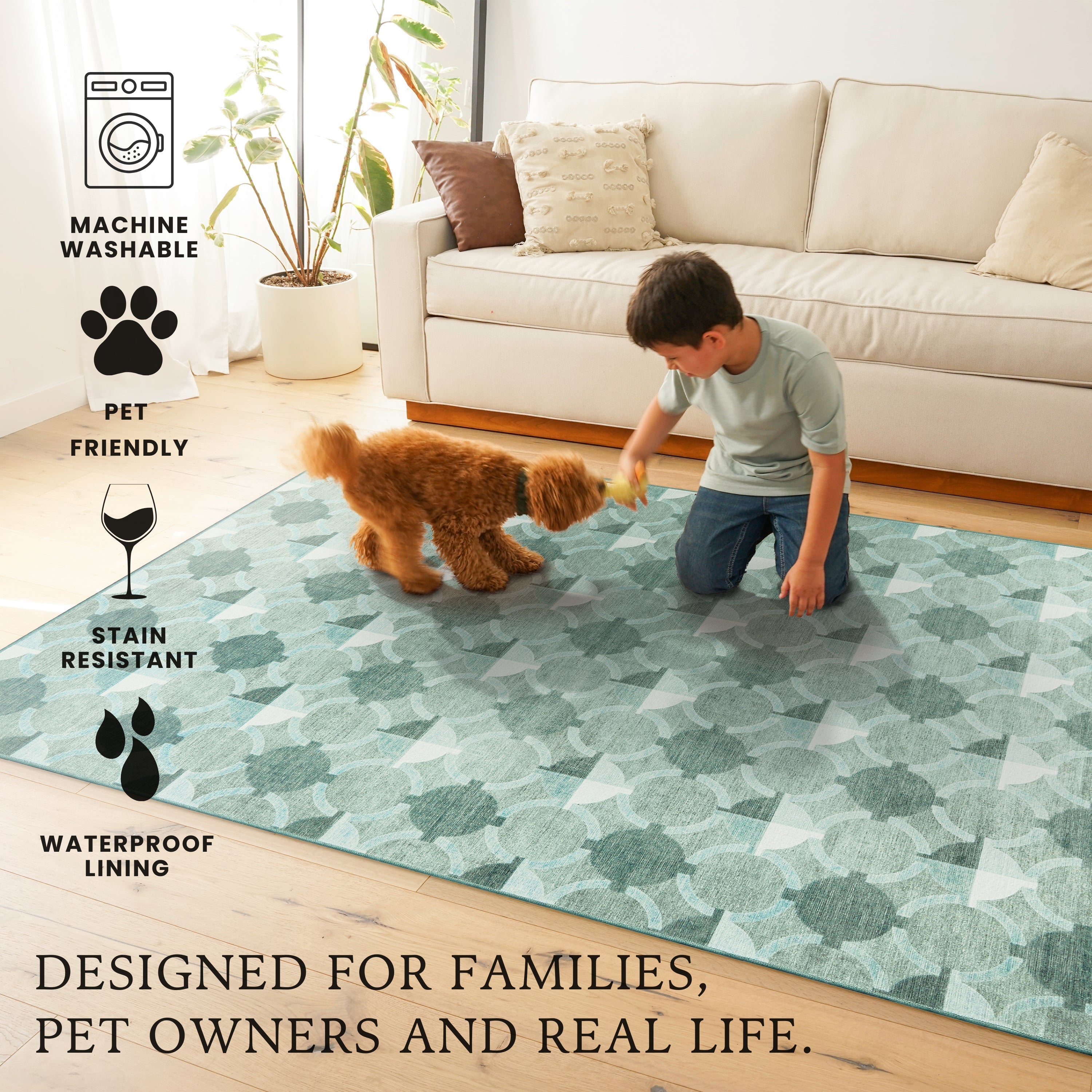 Dula Light Sage Green Washable Rug