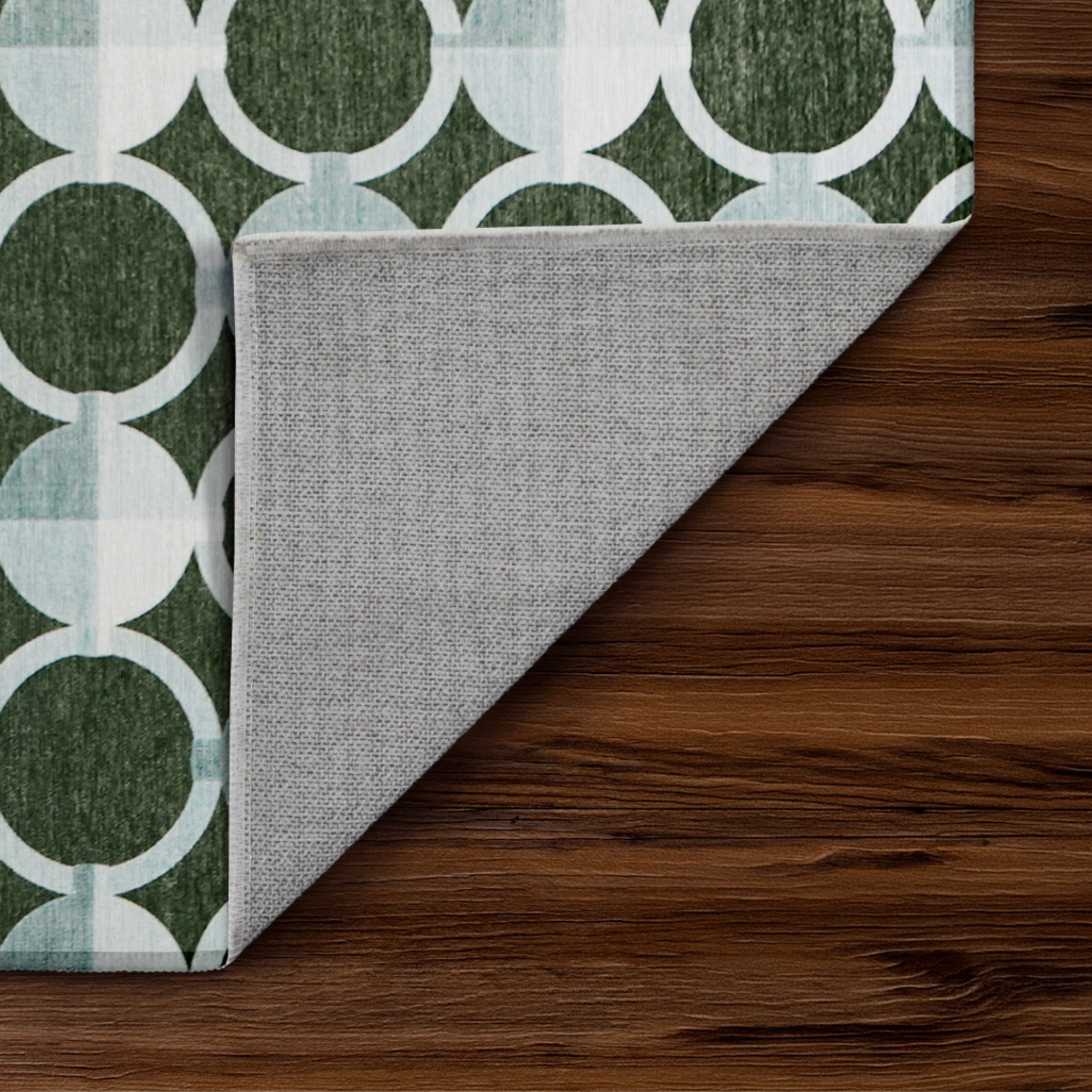 Dula Dark Sage Green Bedroom Washable Rug