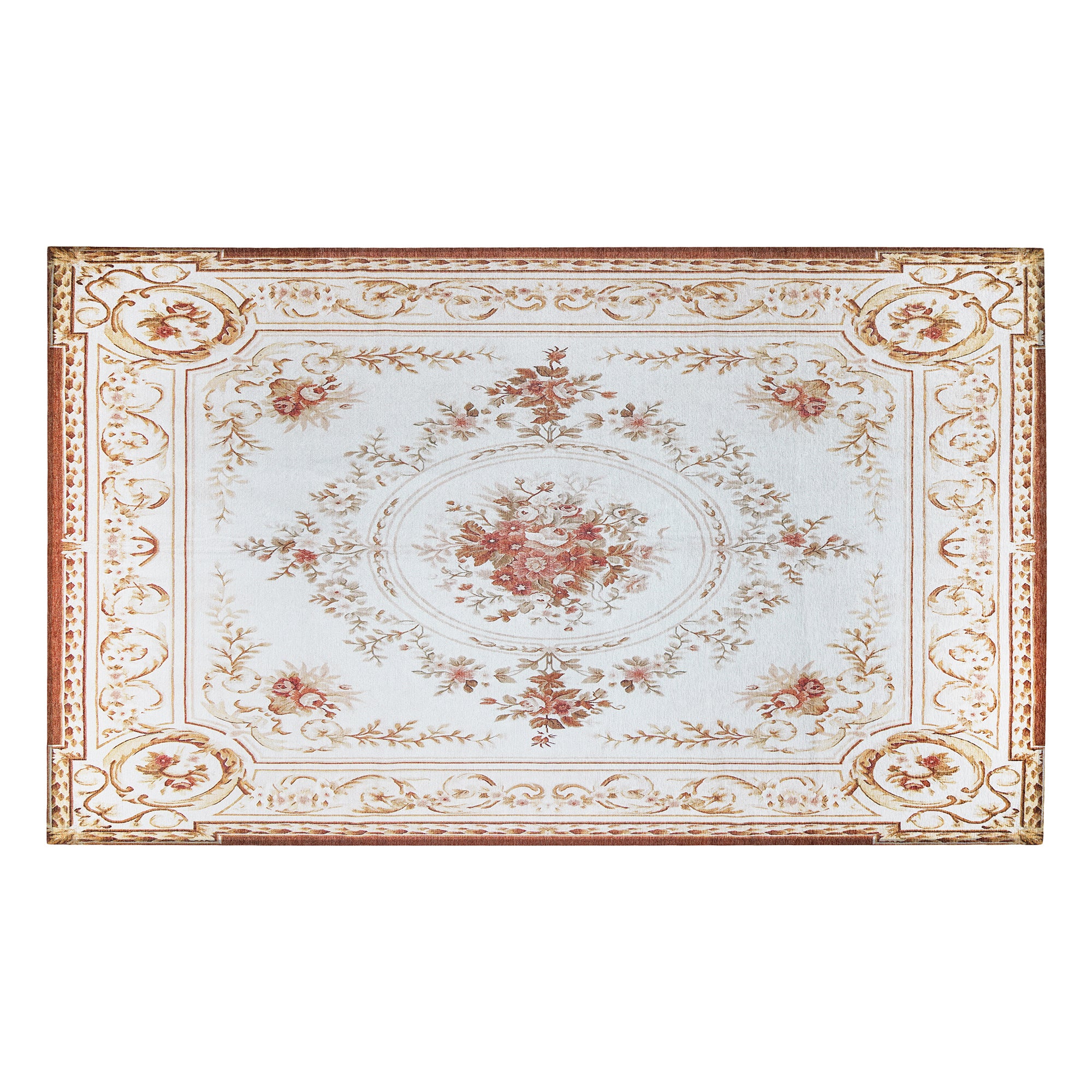 Aubusson Beige Washable Rug