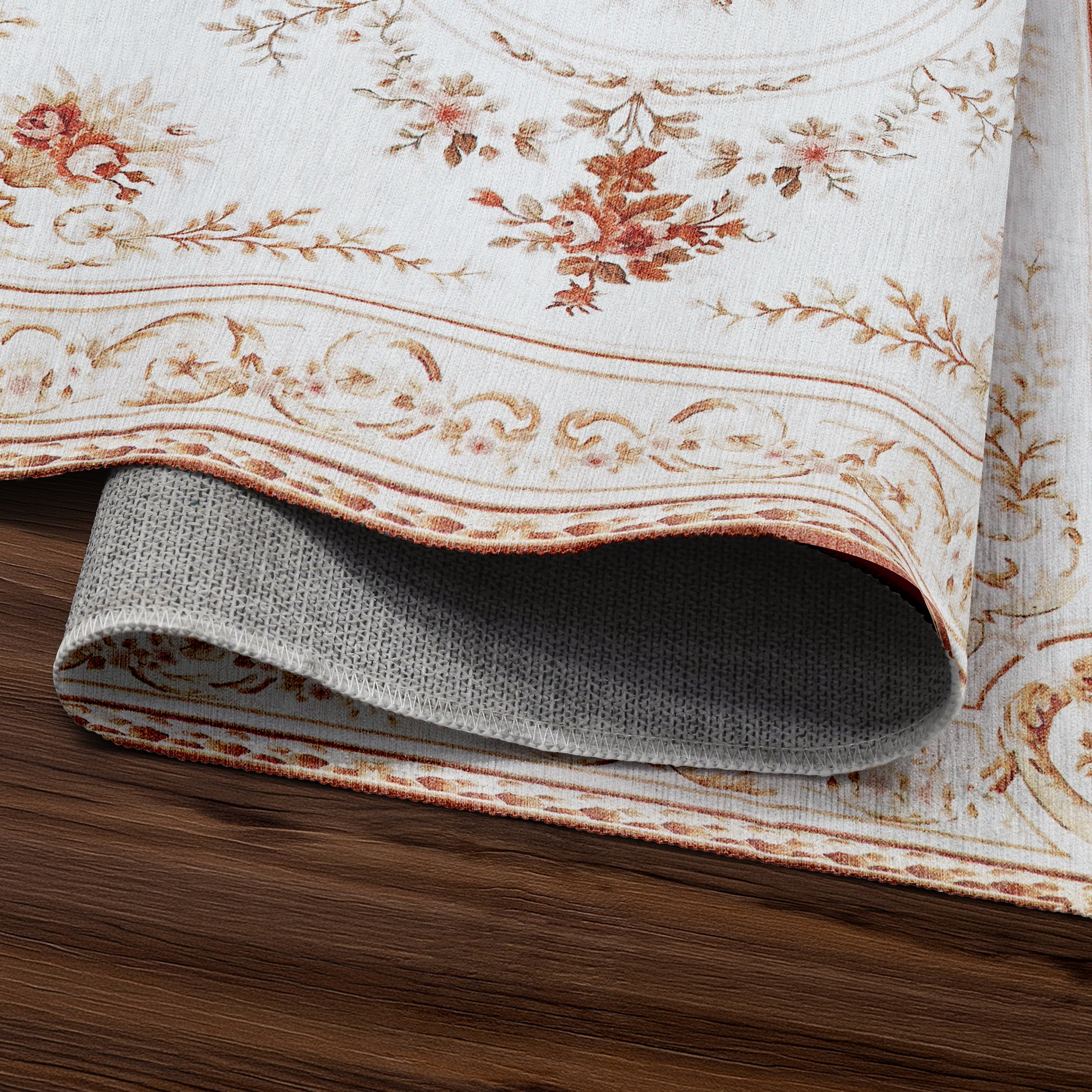 Aubusson Beige Washable Rug