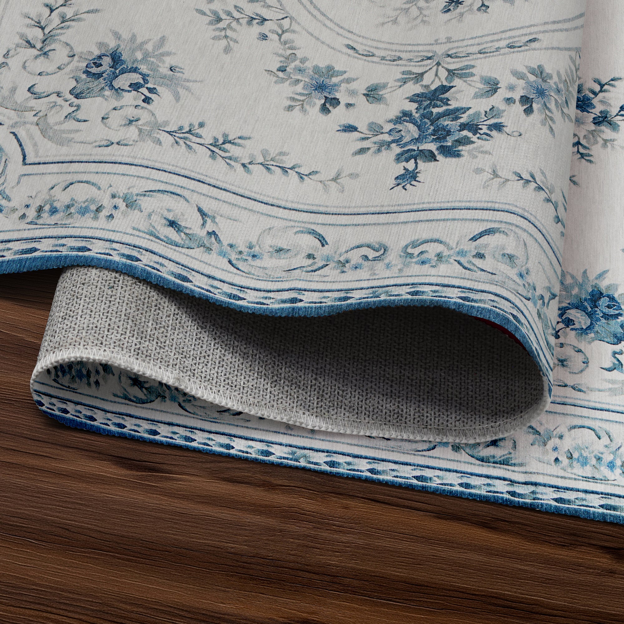 Aubusson Blue Washable Rug