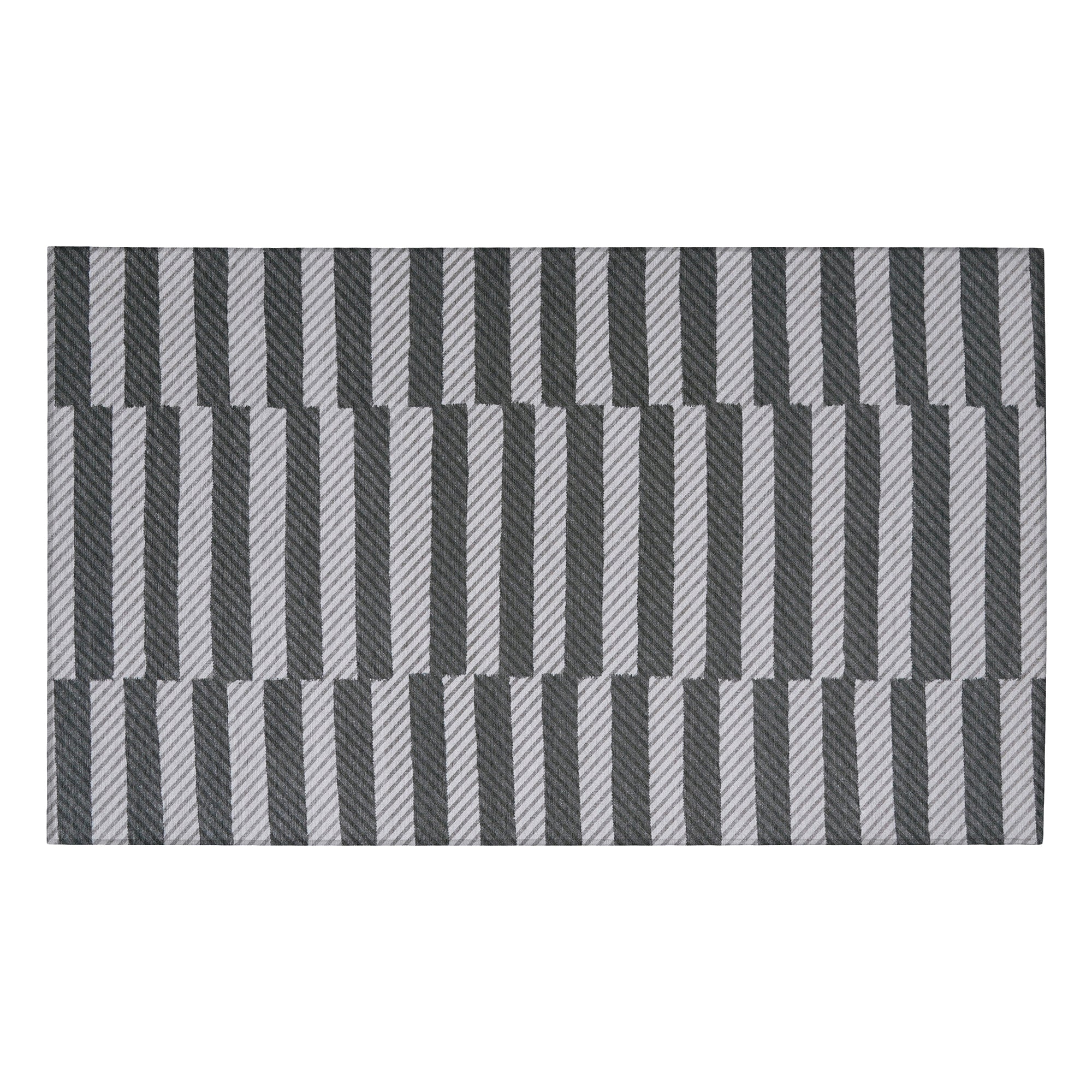 Tratti Offset Stripe Black Washable Rug
