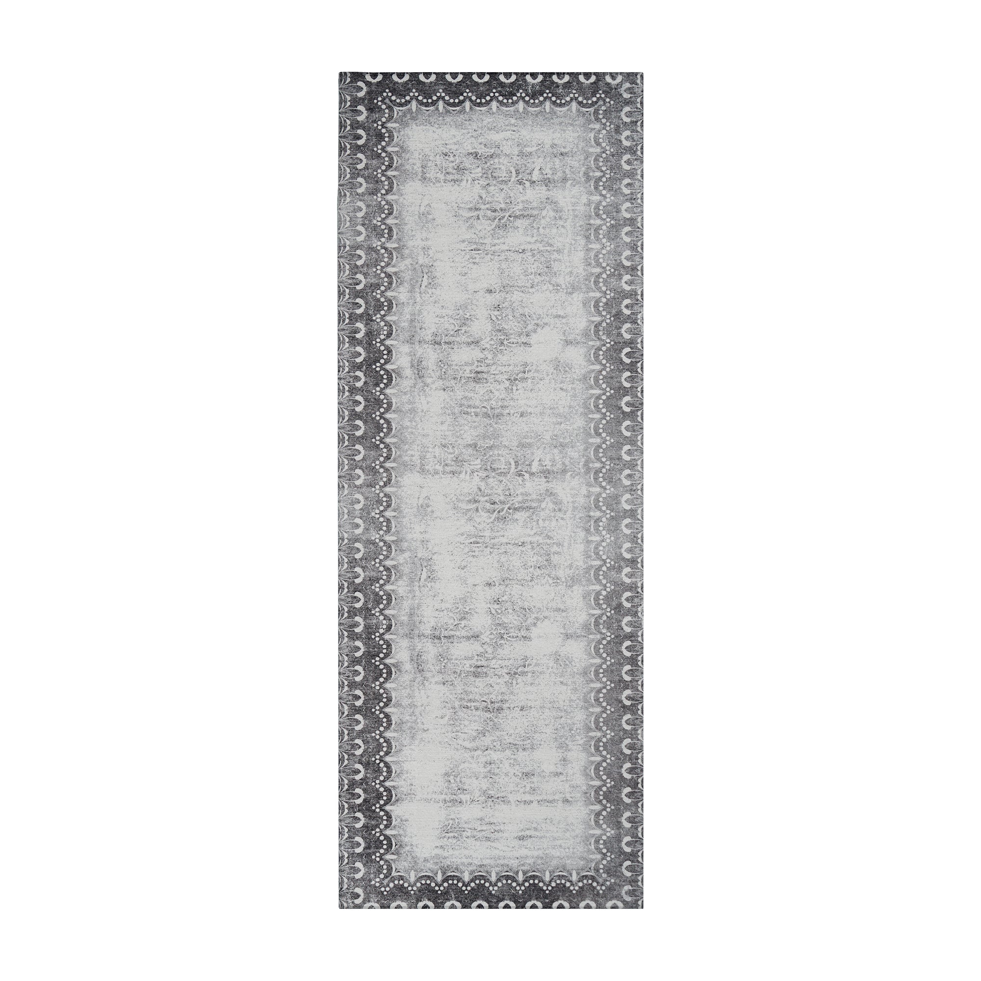 Dardon Bordered Grey Bathroom Washable Rug