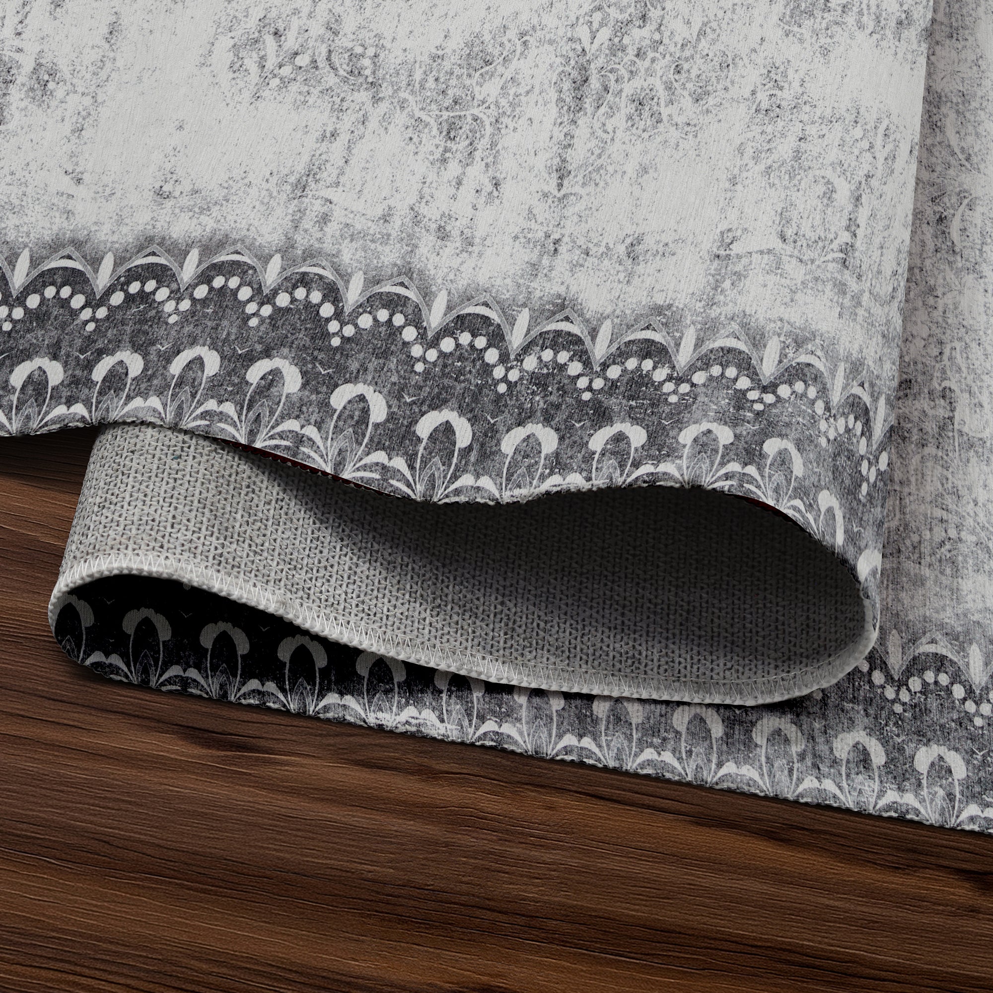Dardon Bordered Grey Washable Rug
