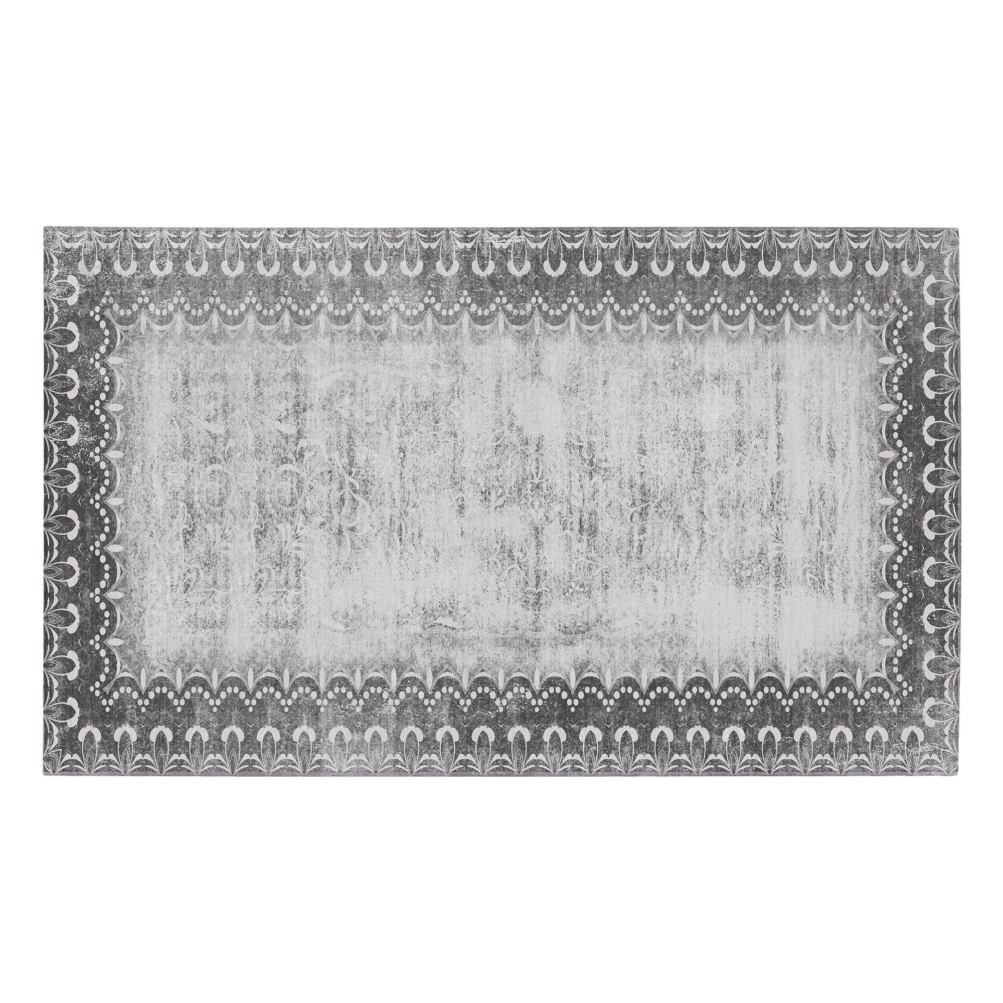 Dardon Bordered Grey Washable Rug