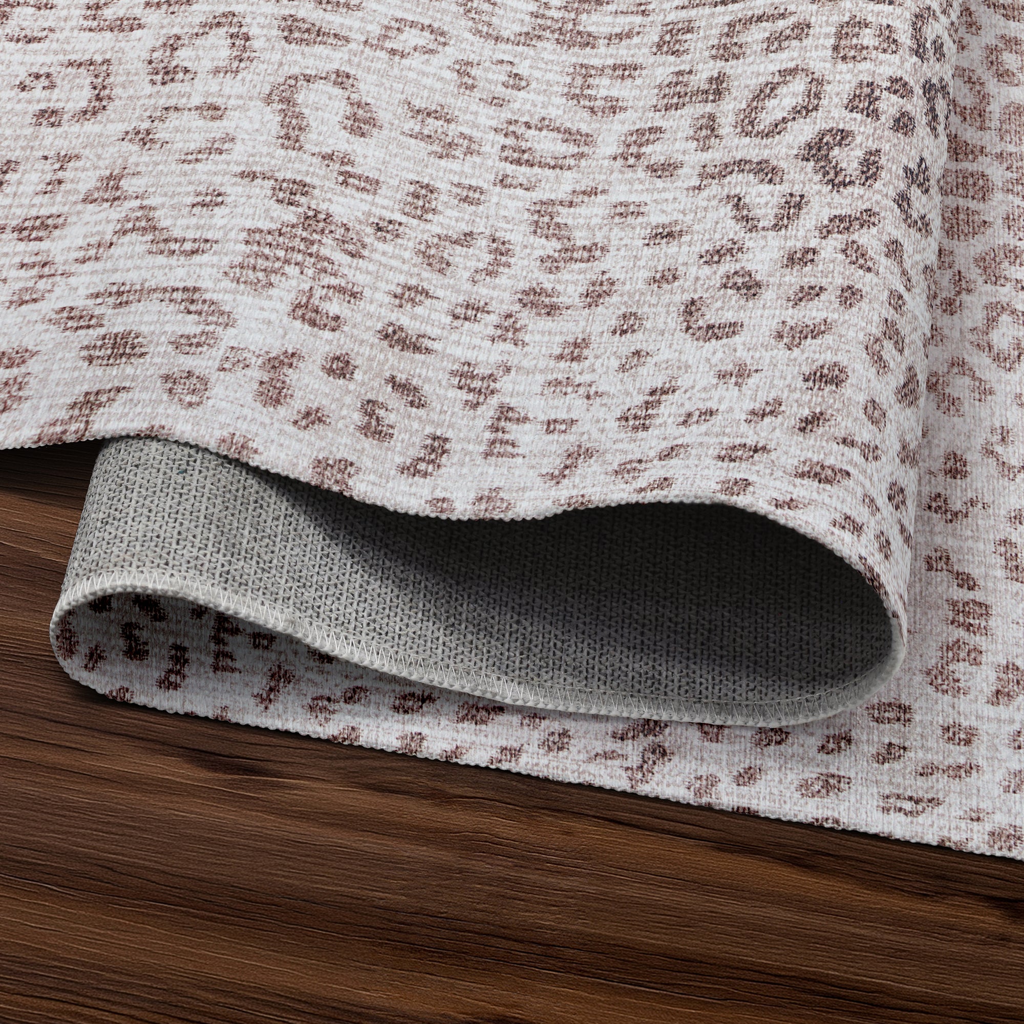 Miya Leopard Brown Hallway Washable Rug
