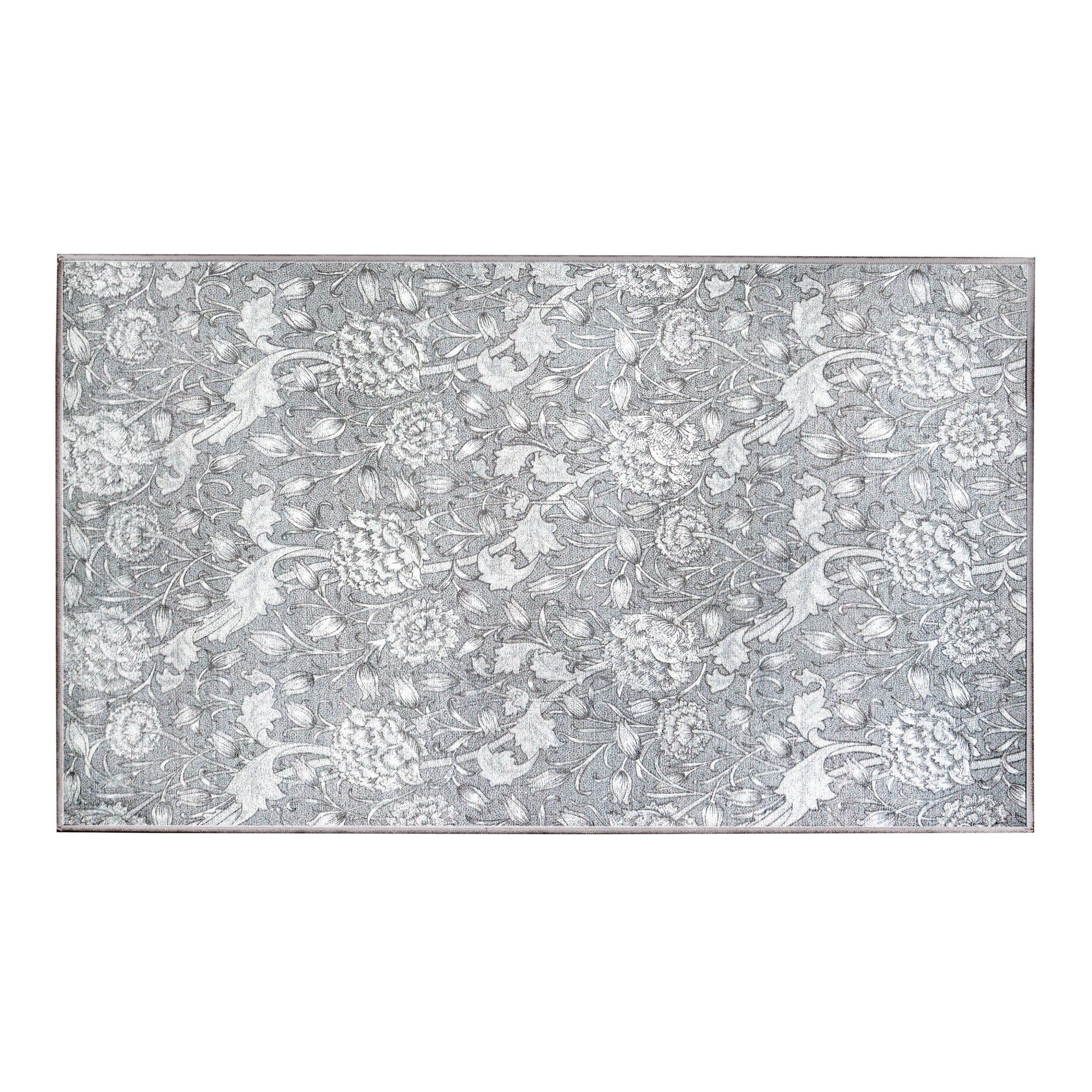 Kalini Floral Grey Dining Room Washable Rug