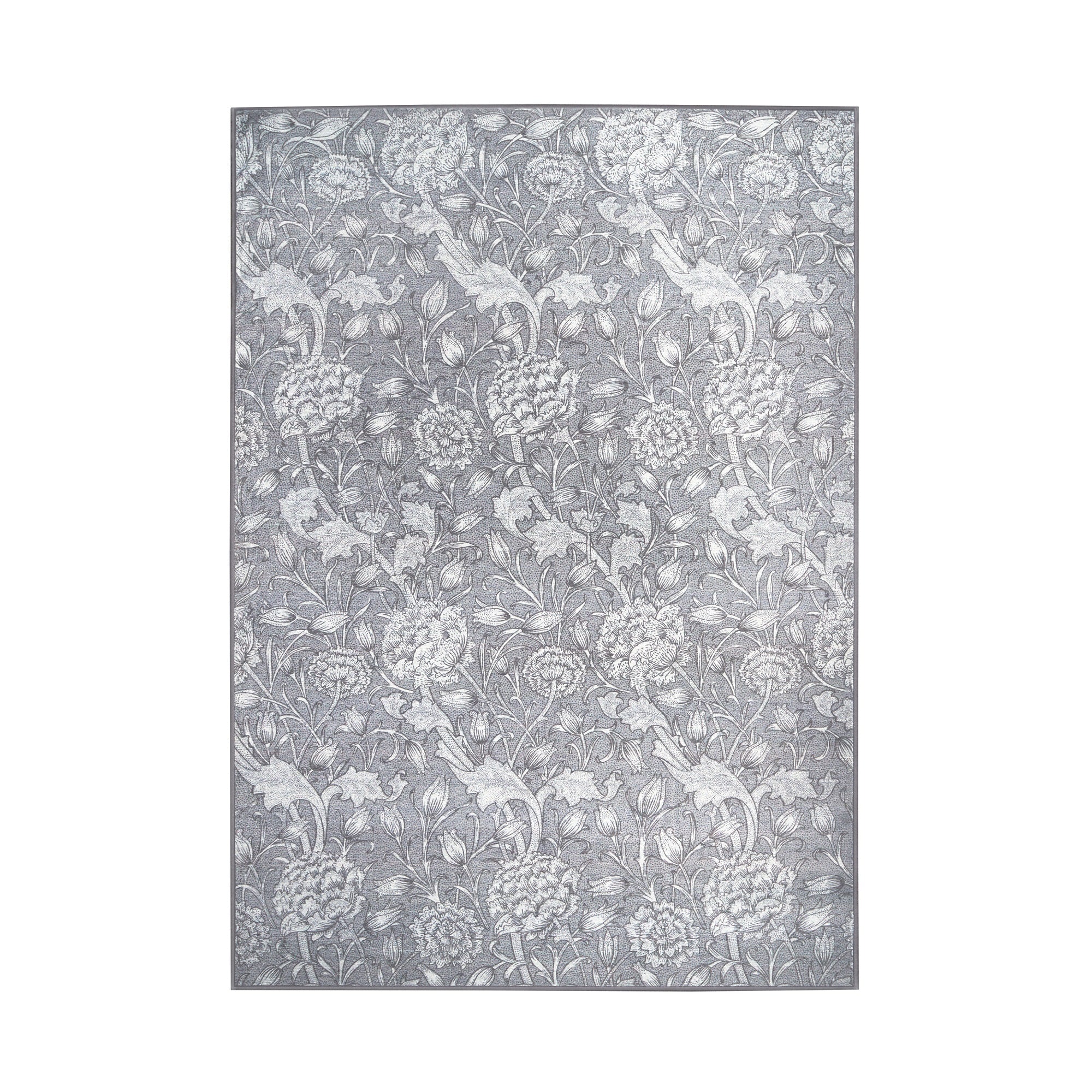 Kalini Floral Grey Dining Room Washable Rug