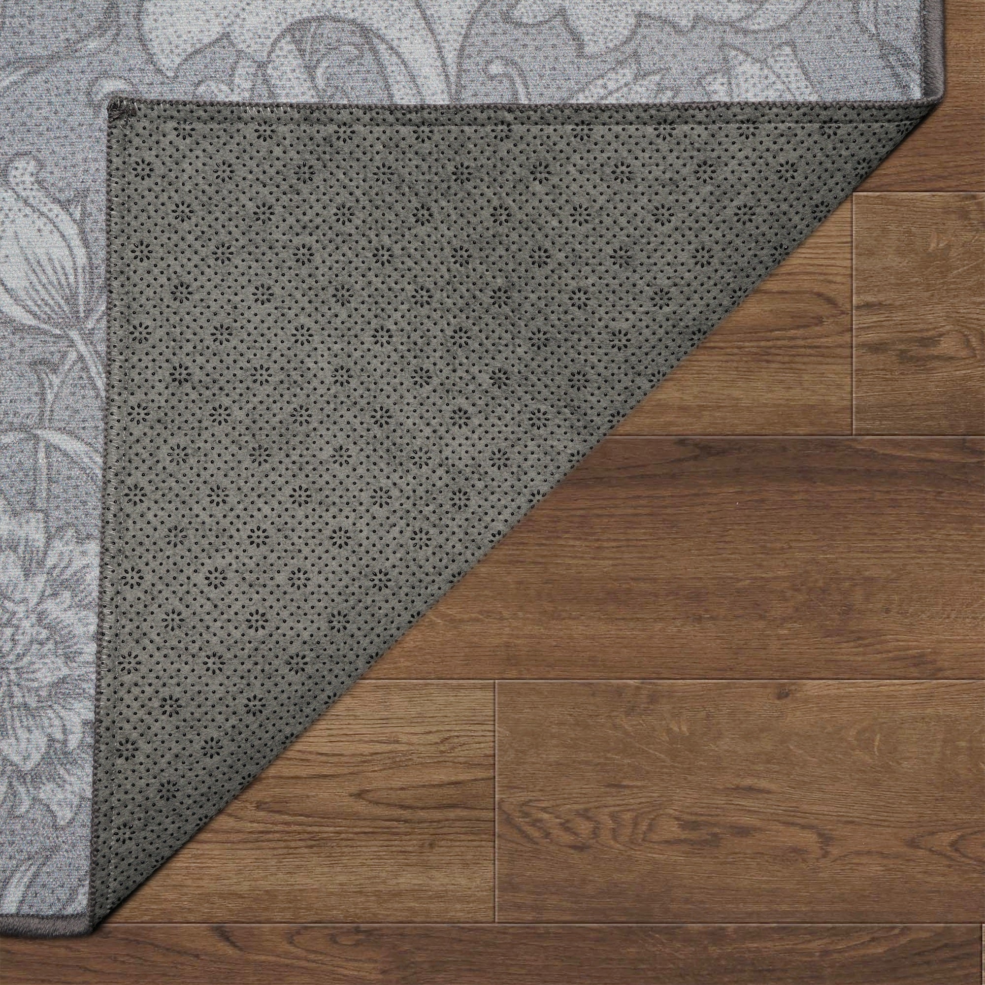 Kalini Floral Grey Washable Rug