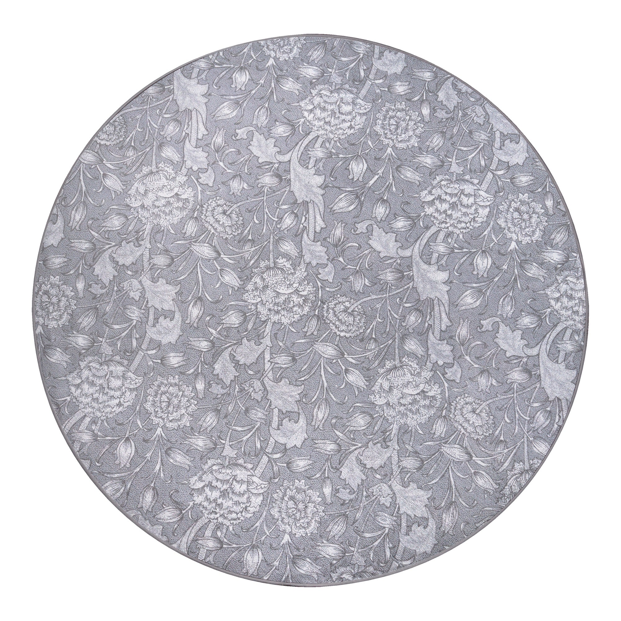 Kalini Floral Grey Dining Room Washable Rug