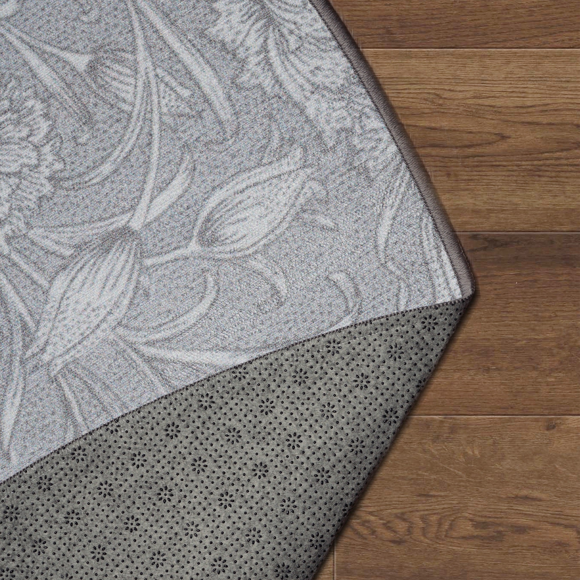 Kalini Floral Grey Washable Rug