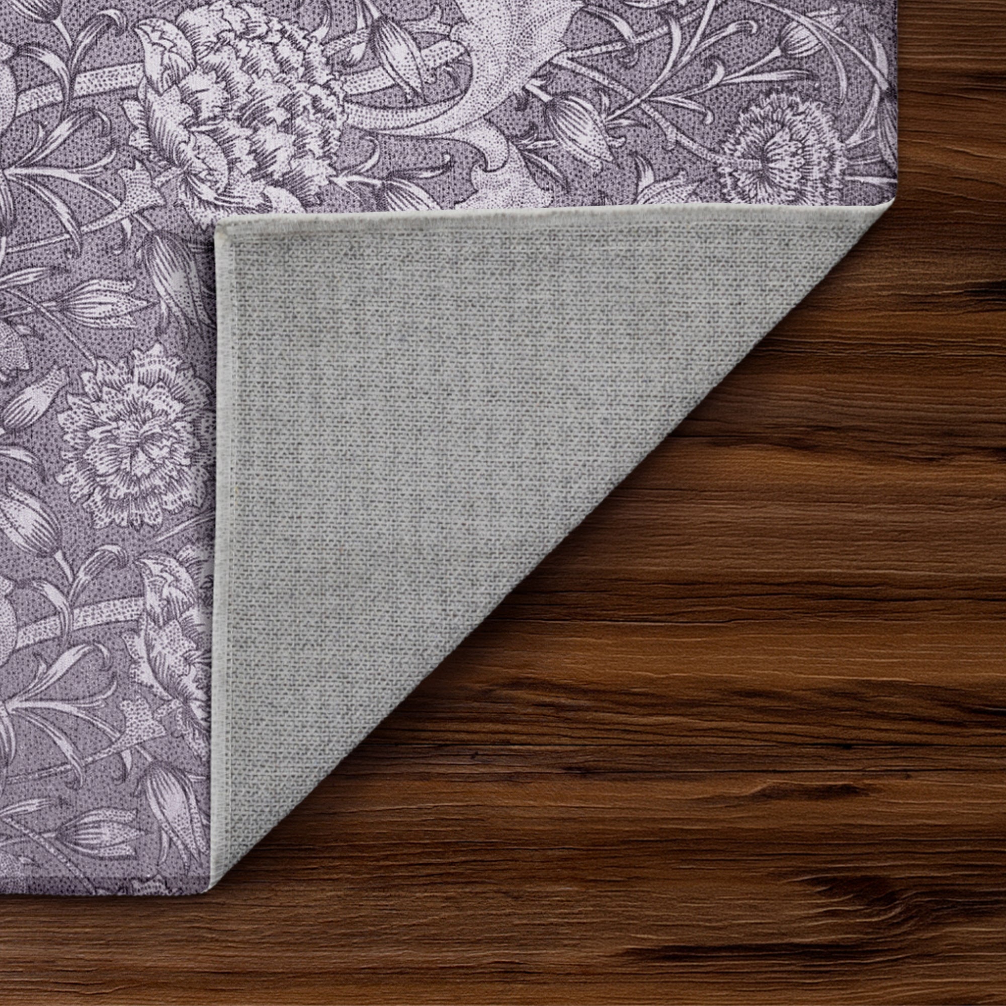 Kalini Floral Woodland Brown Bedroom Washable Rug