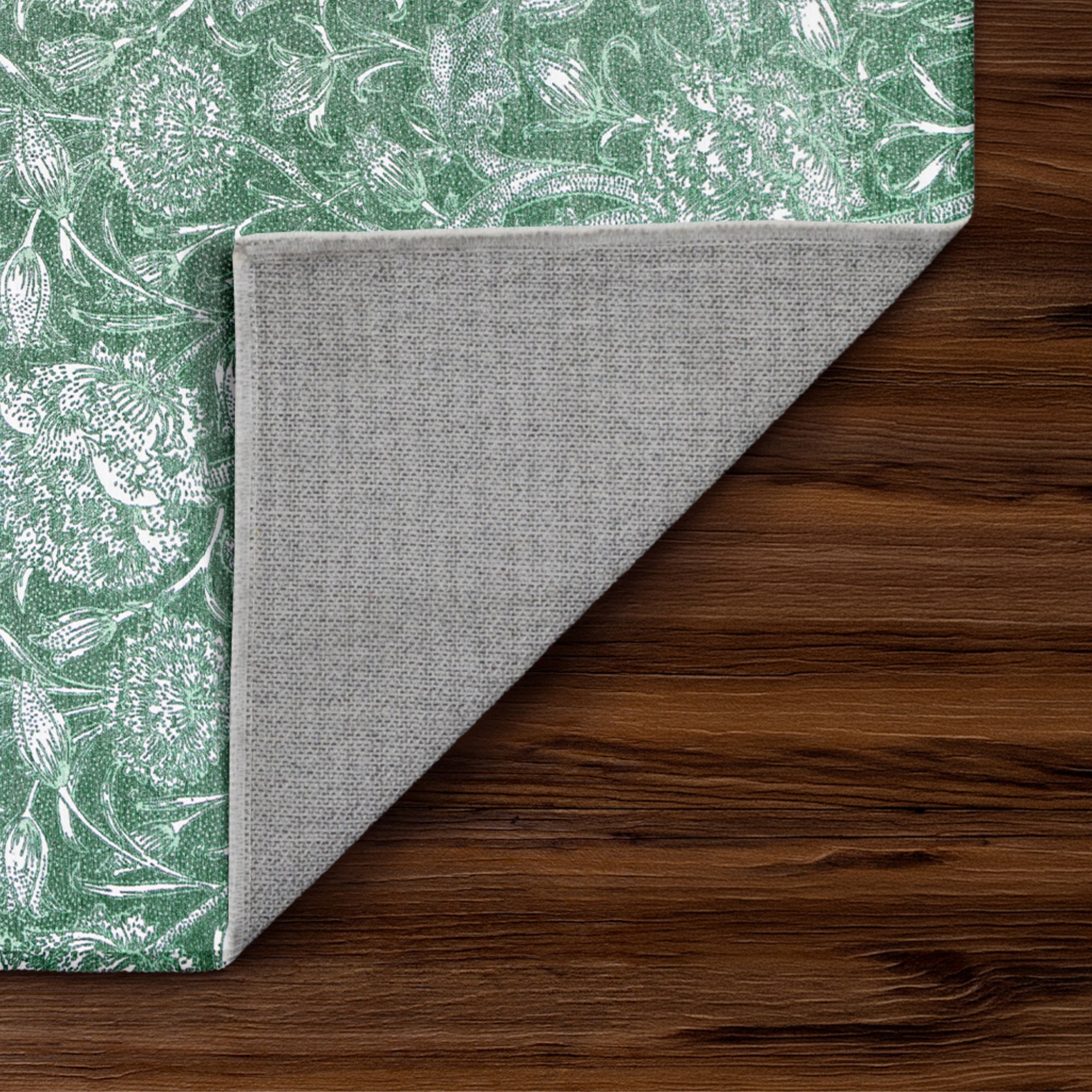 Kalini Floral Green Bedroom Washable Rug