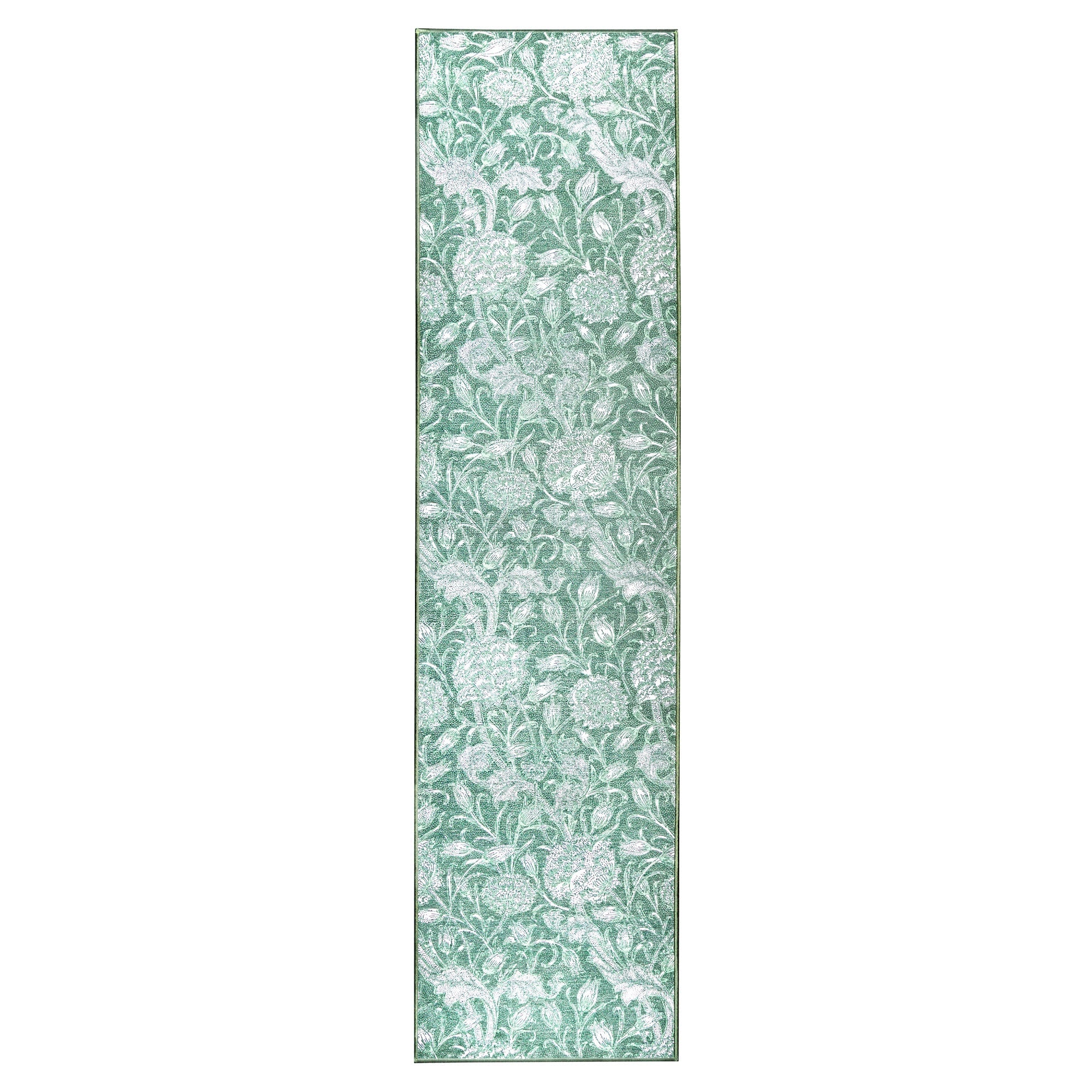 Kalini Floral Green Kitchen Washable Rug