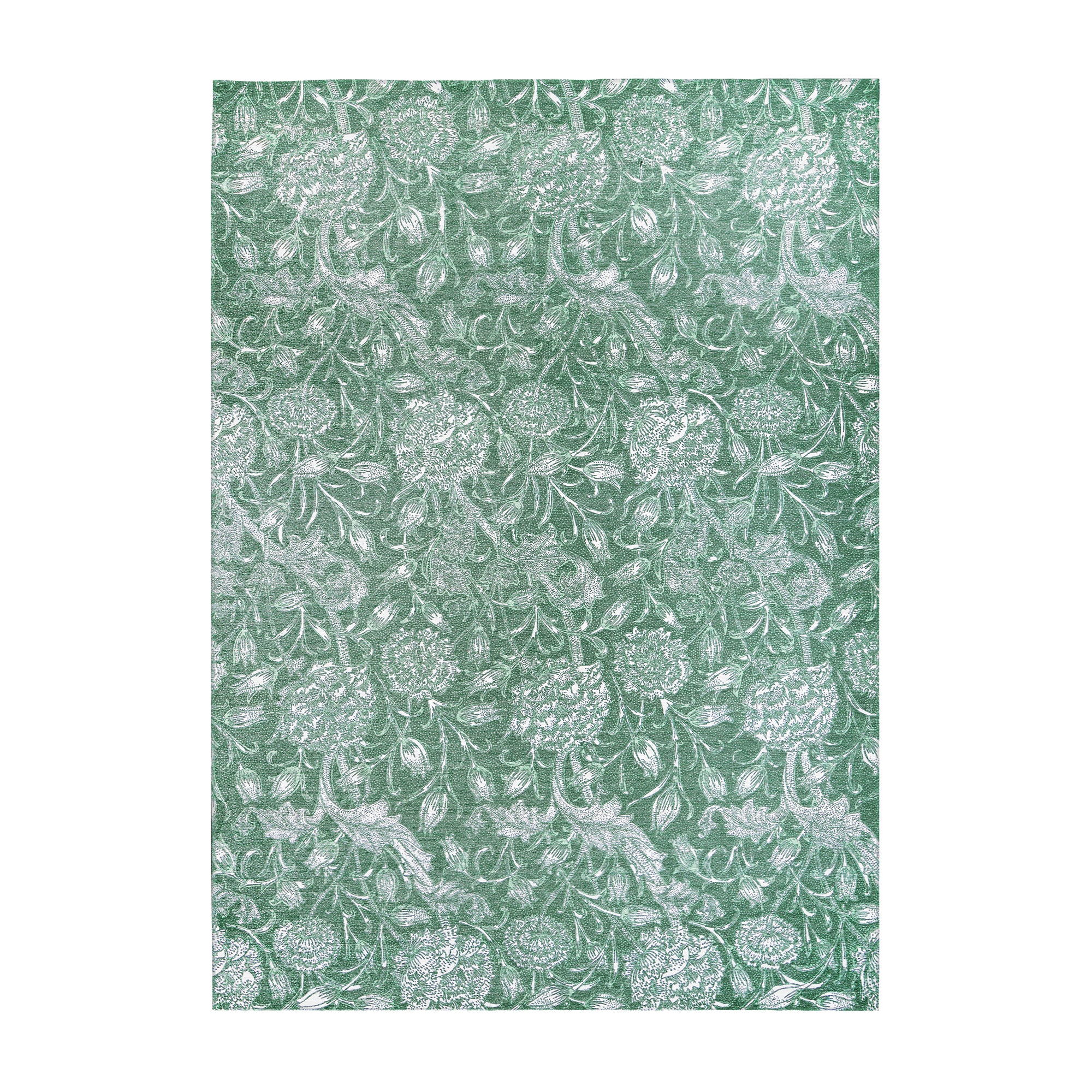 Kalini Floral Green Living Room Washable Rug