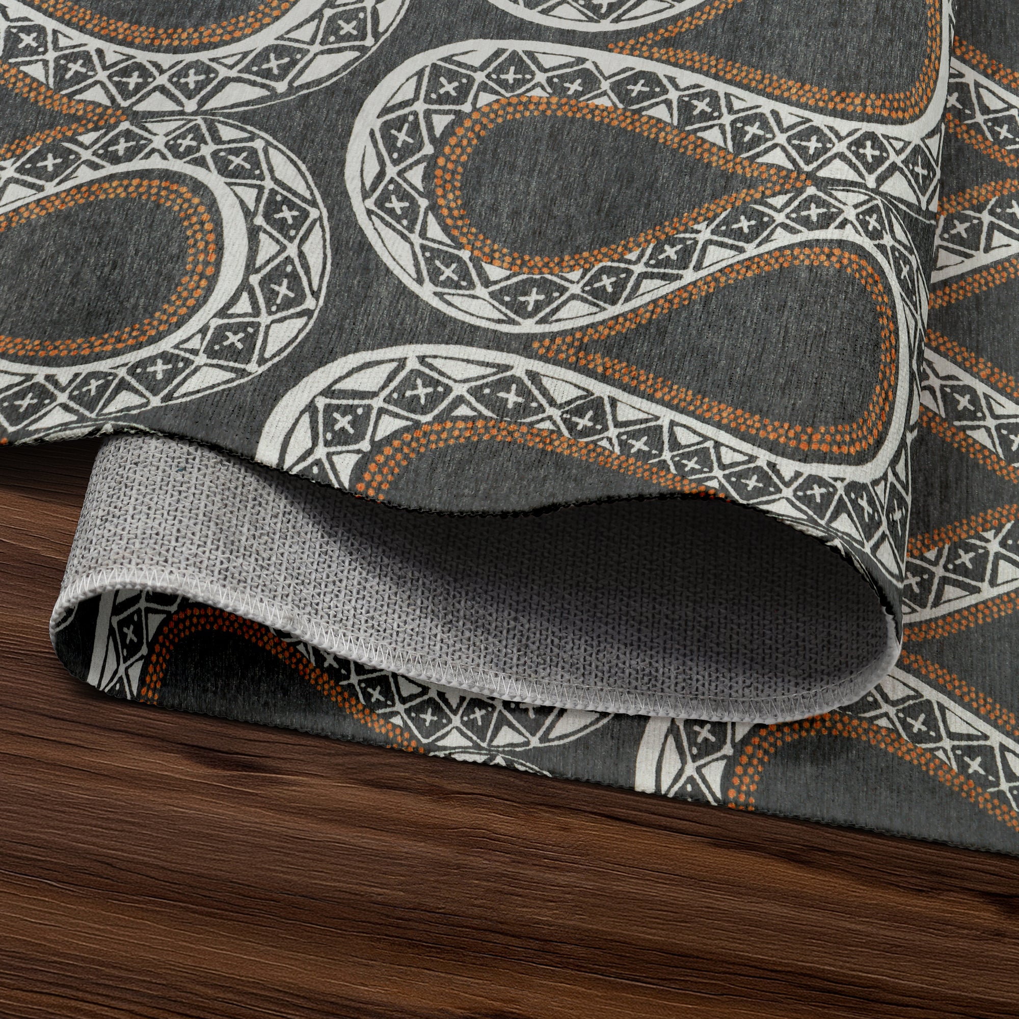 Serpentine Slate Grey Dining Room Washable Rug