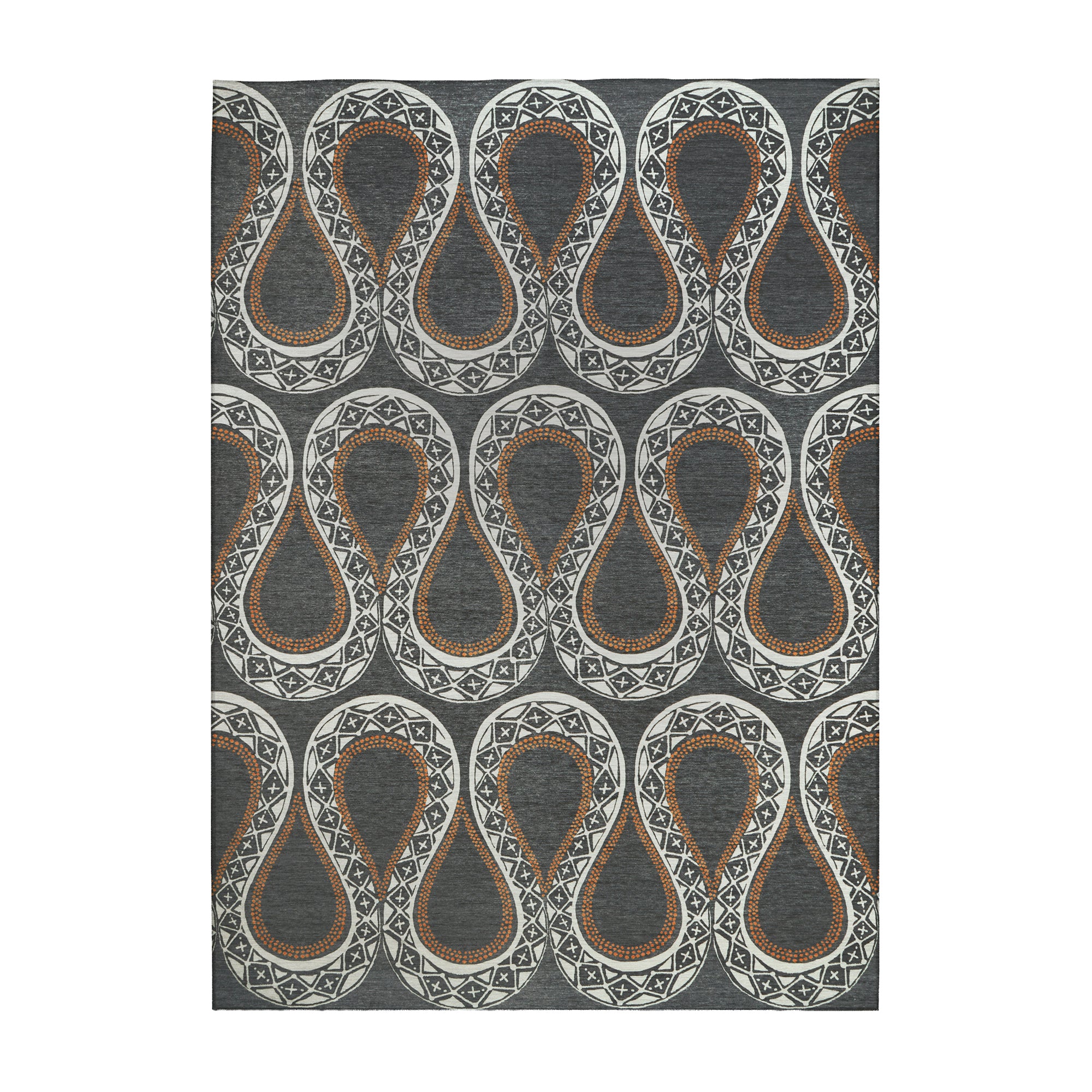 Serpentine Slate Grey Dining Room Washable Rug