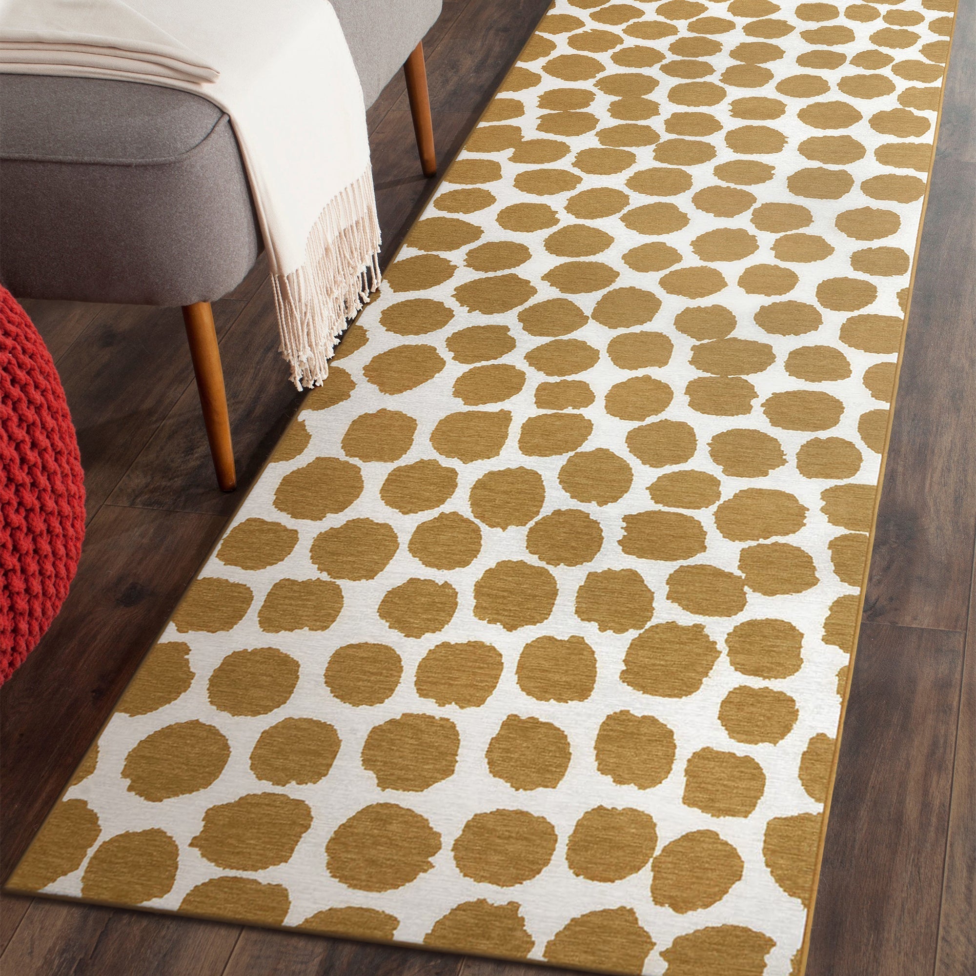 Puff Dotty Honey Beige Living Room Washable Rug