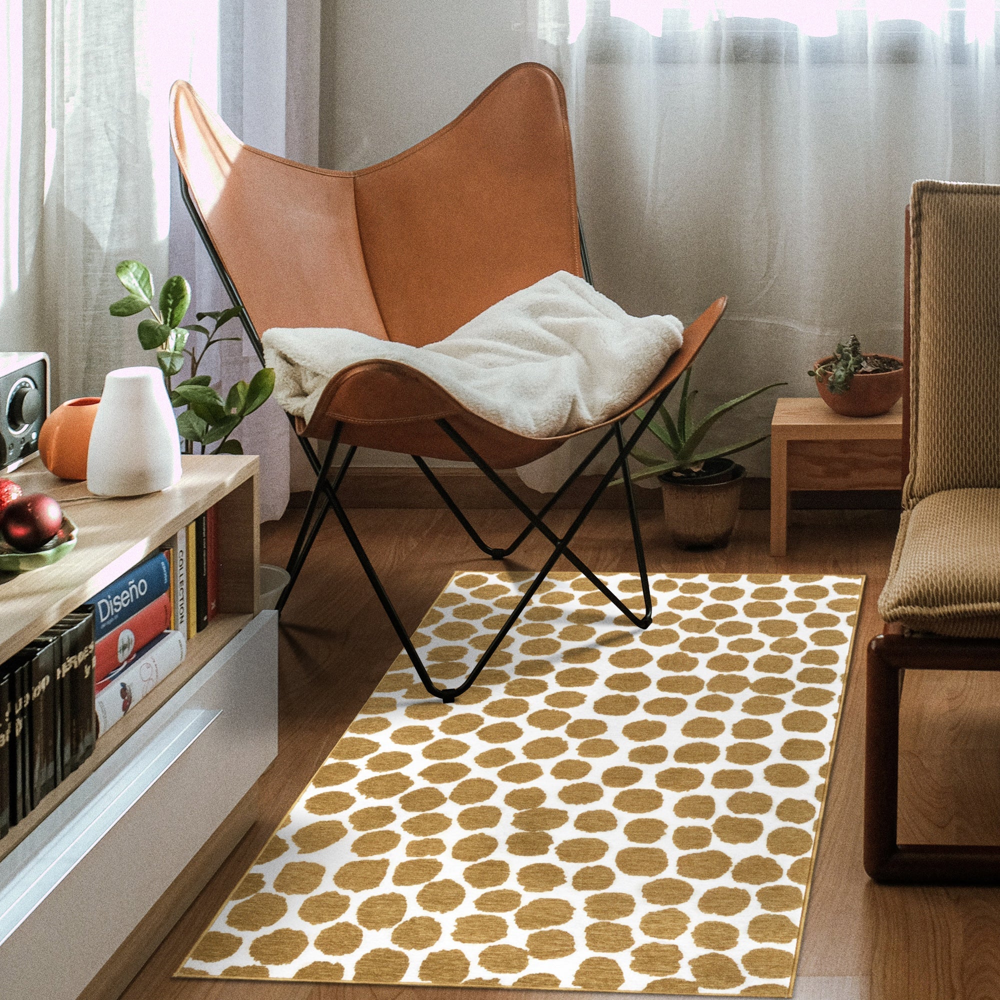 Puff Dotty Honey Beige Living Room Washable Rug