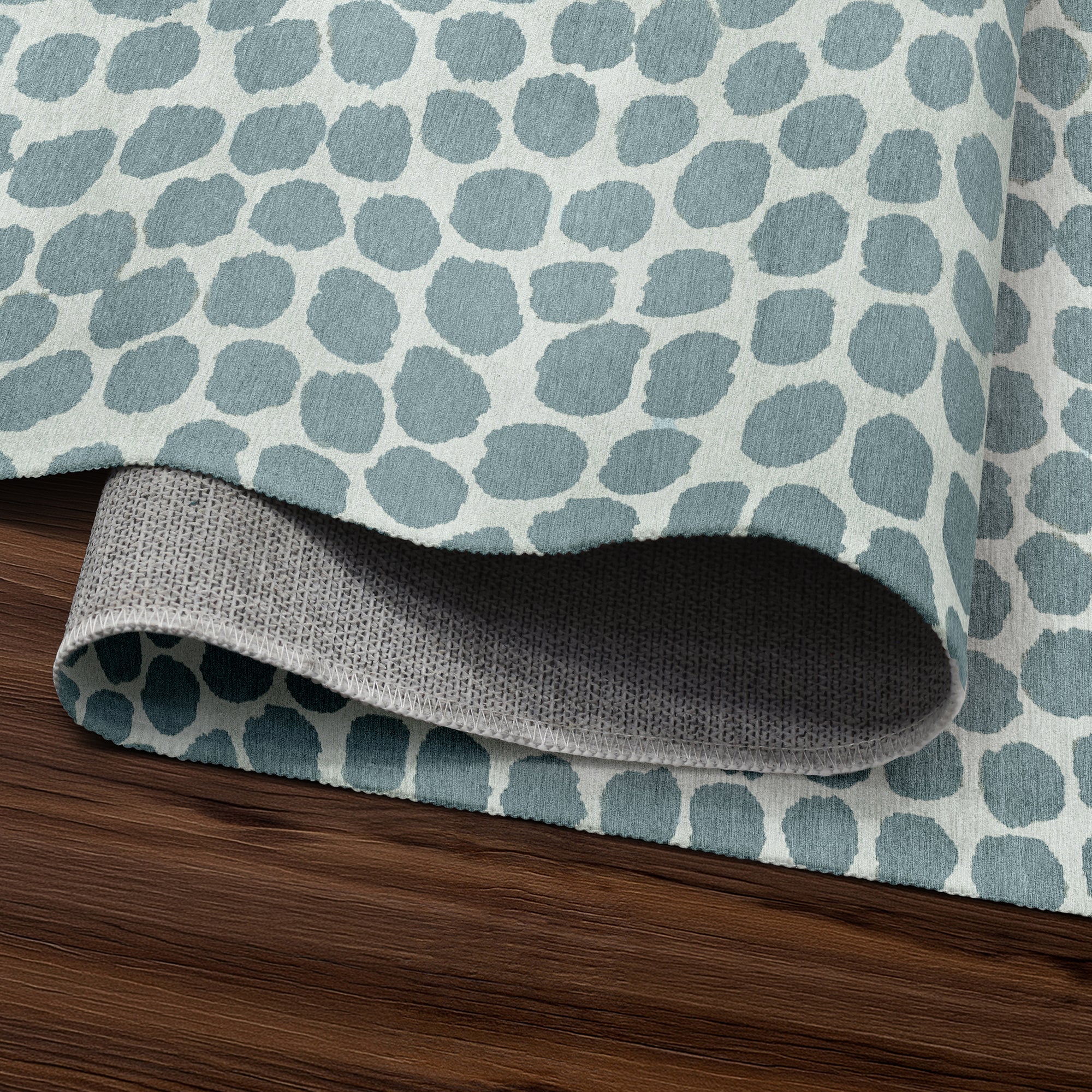 Puff Dotty Lake Blue Dining Room Washable Rug