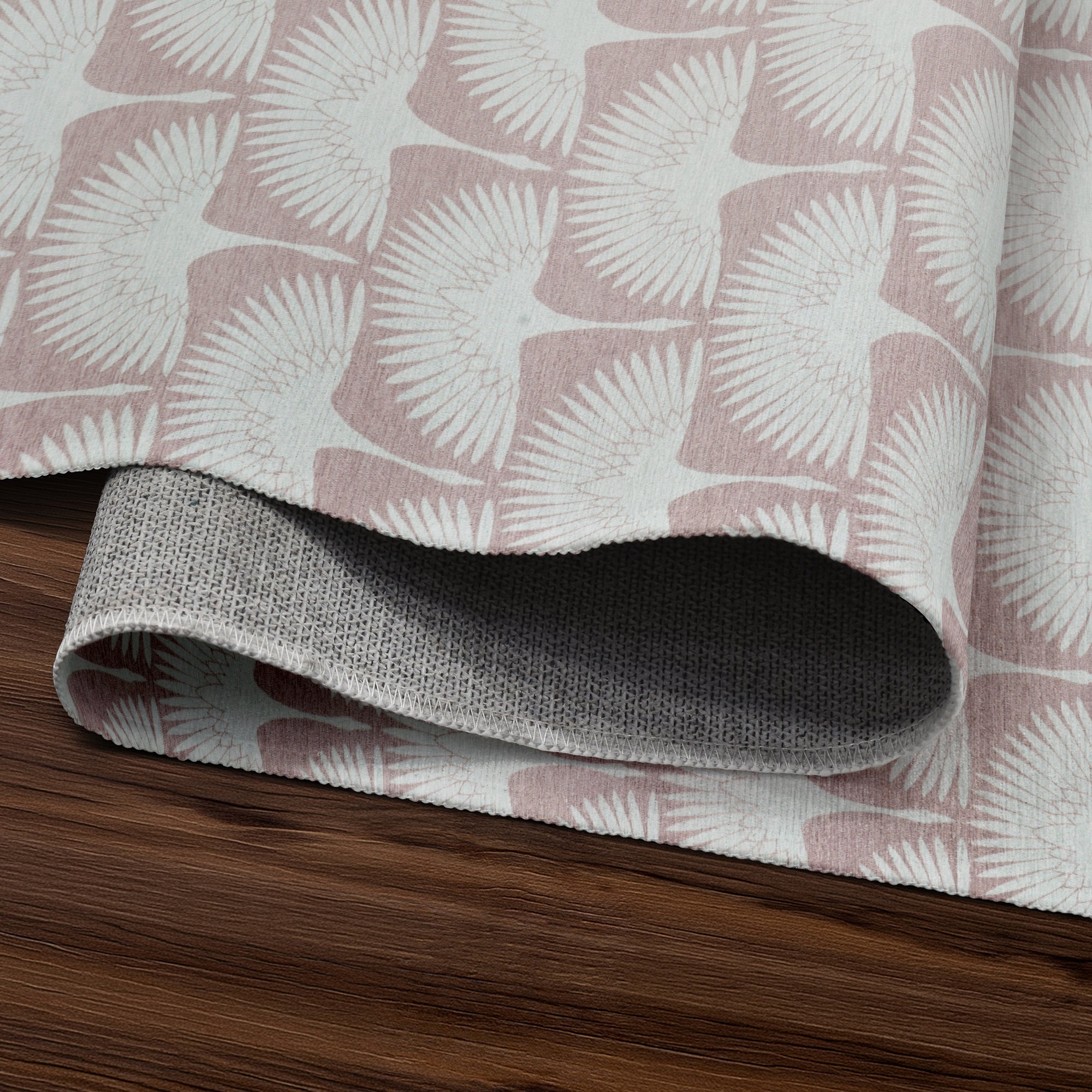 Flock Petal Pink Hallway Washable Rug