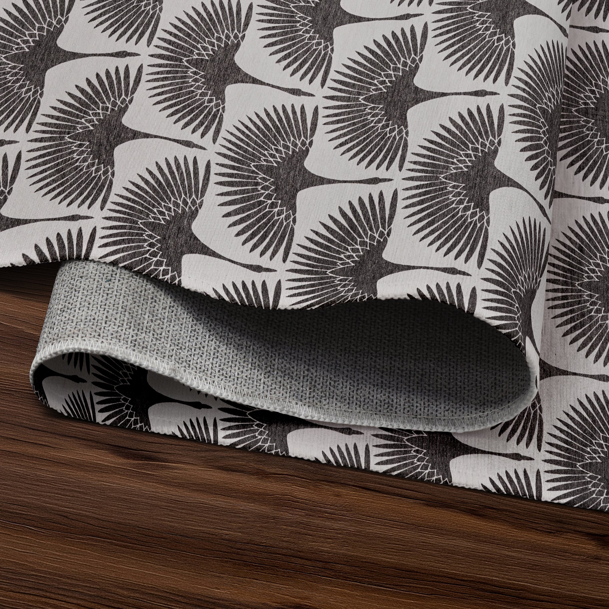 Flock Kettle Black Washable Rug