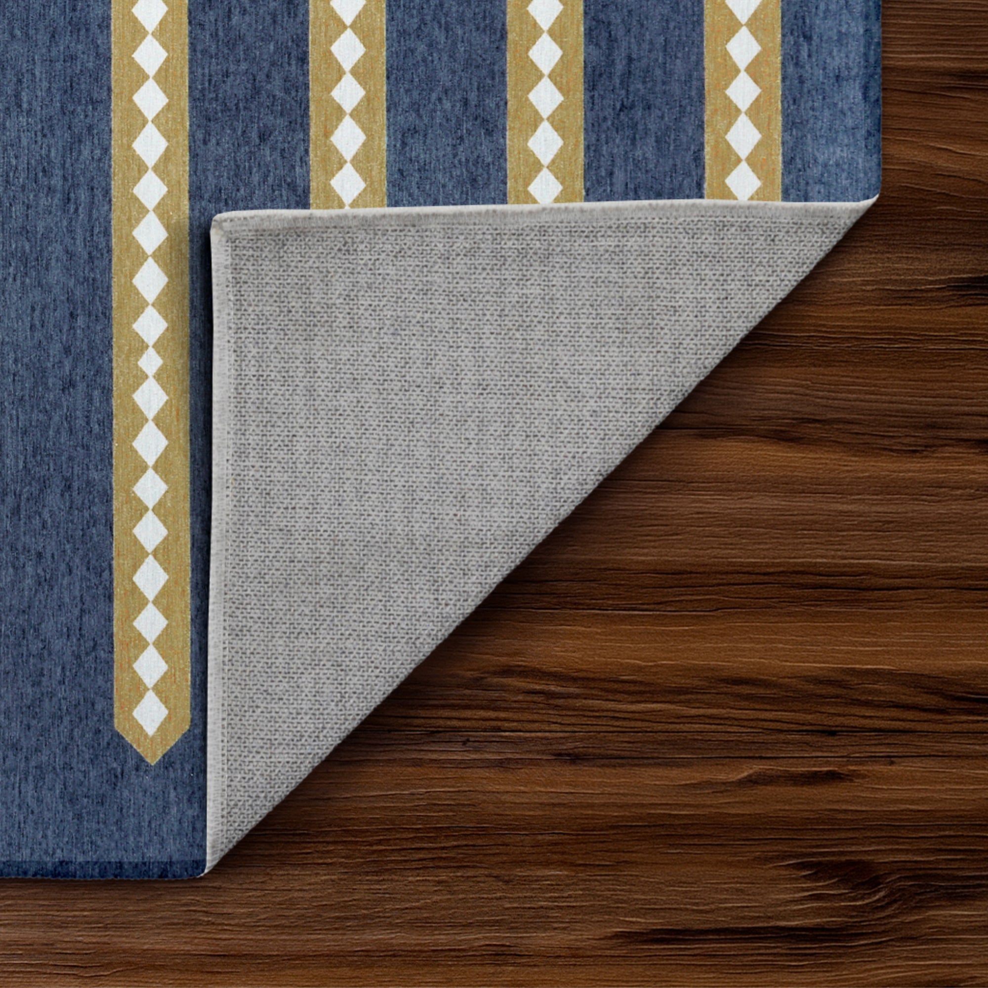Dash And Dot Indigo Camel Hallway Washable Rug