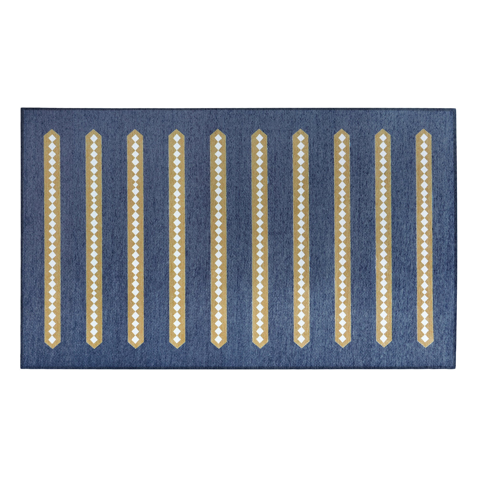 Dash And Dot Indigo Camel Hallway Washable Rug