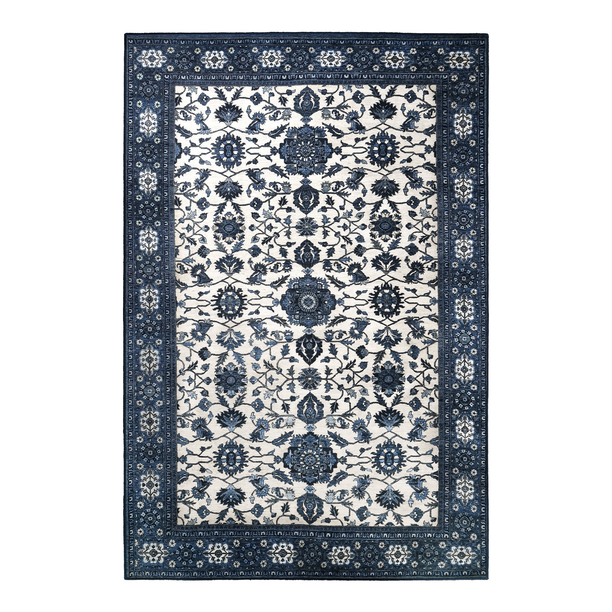 Ramage Blue Dining Room Washable Rug