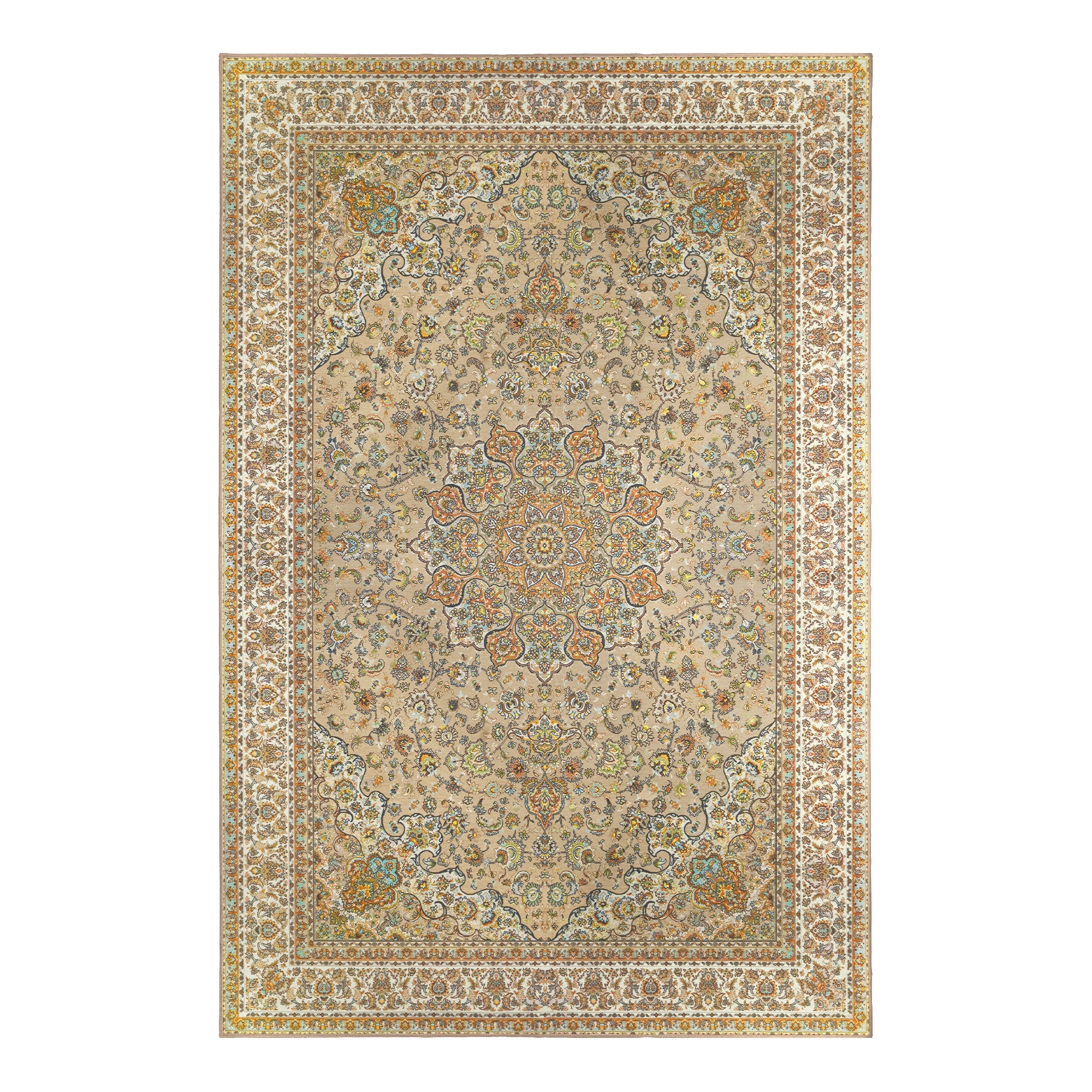 Kenya Beige Dining Room Washable Rug