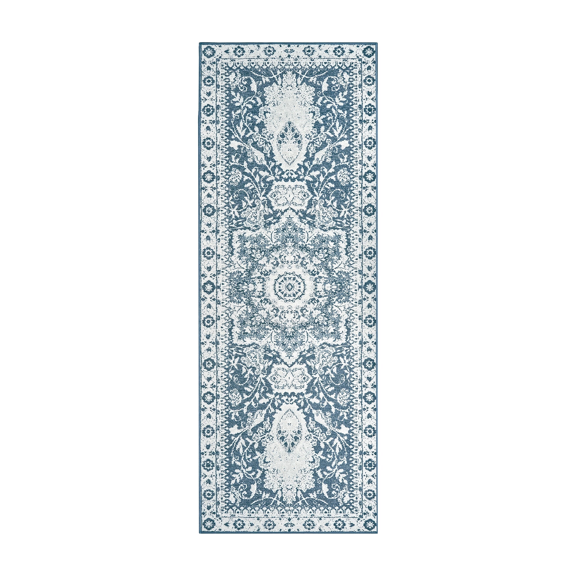 Parviz Blue Dining Room Washable Rug