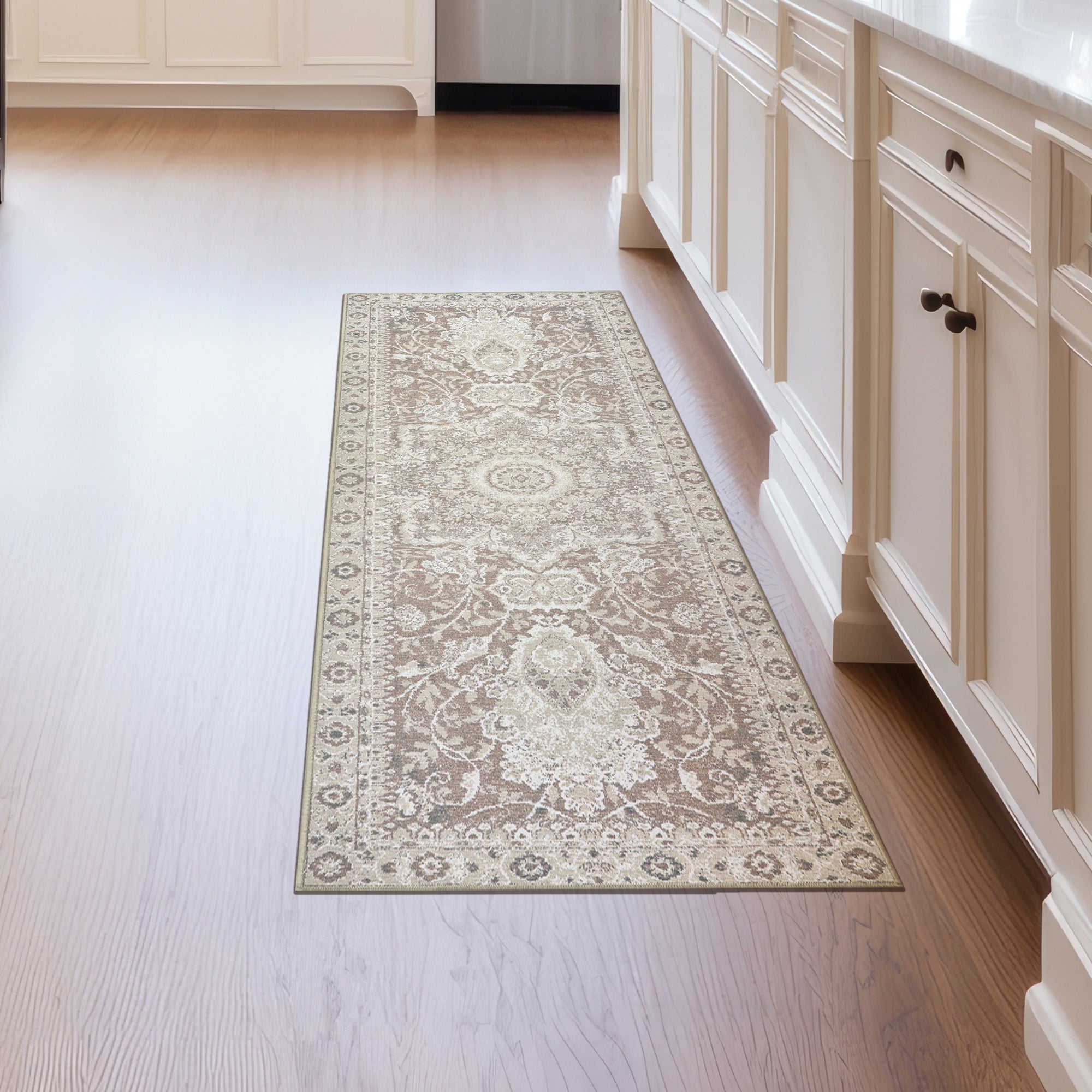 Parviz Brown Dining Room Washable Rug