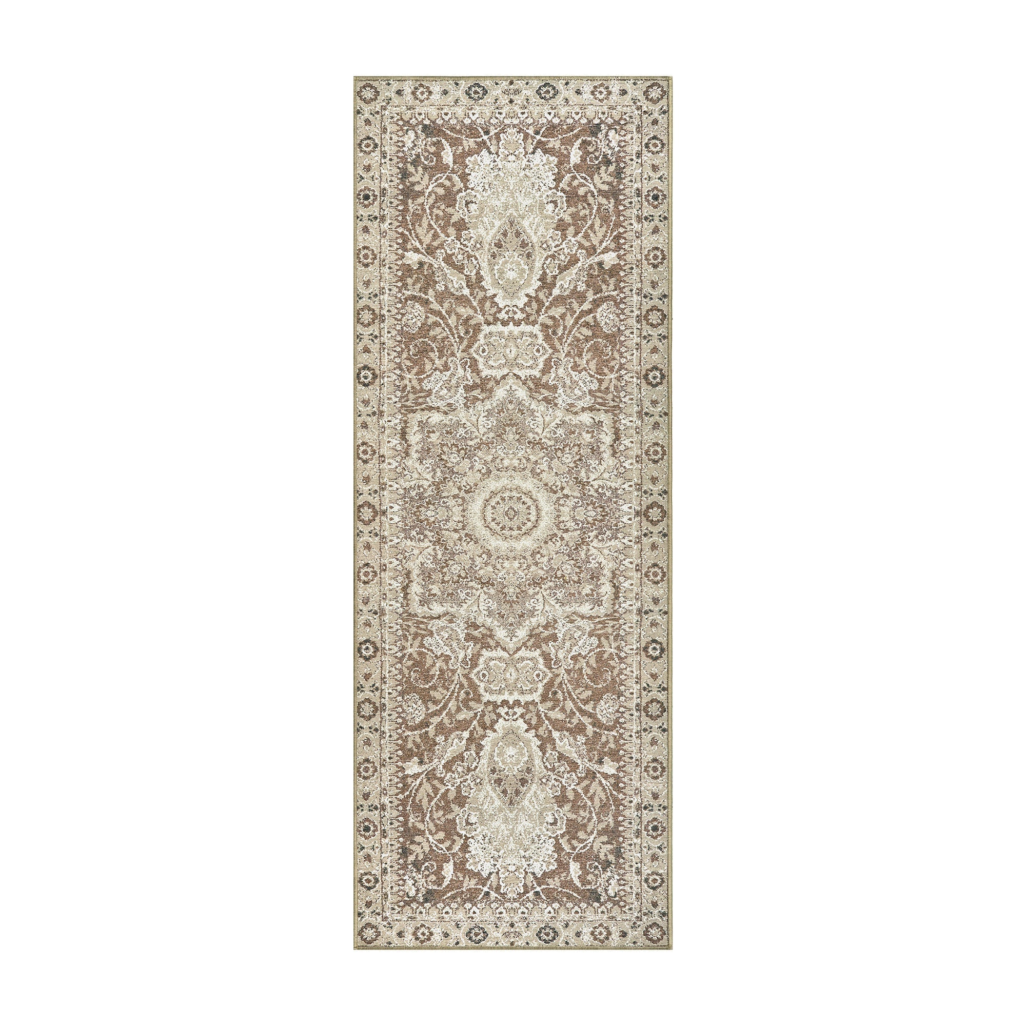 Parviz Brown Dining Room Washable Rug