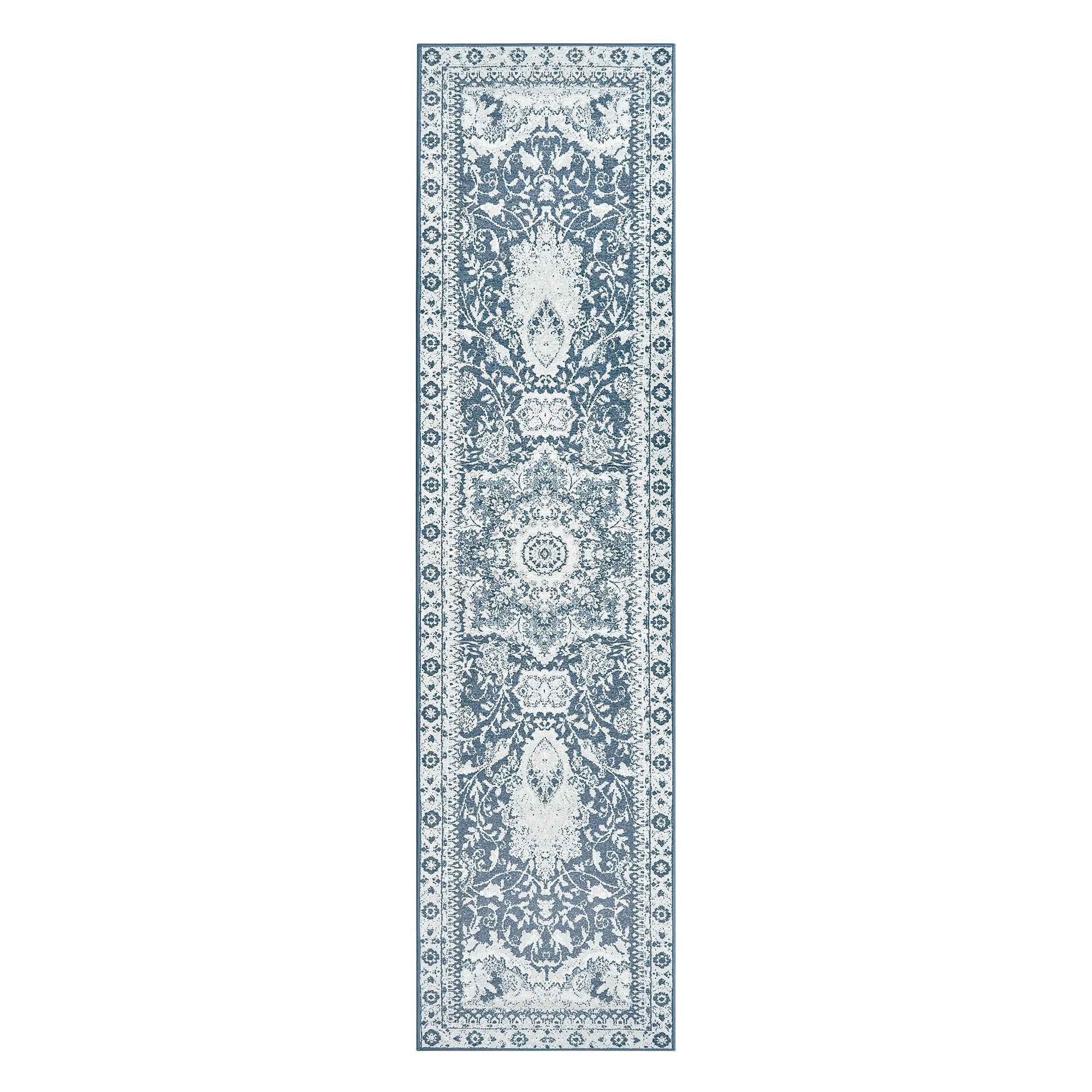 Parviz Blue Dining Room Washable Rug