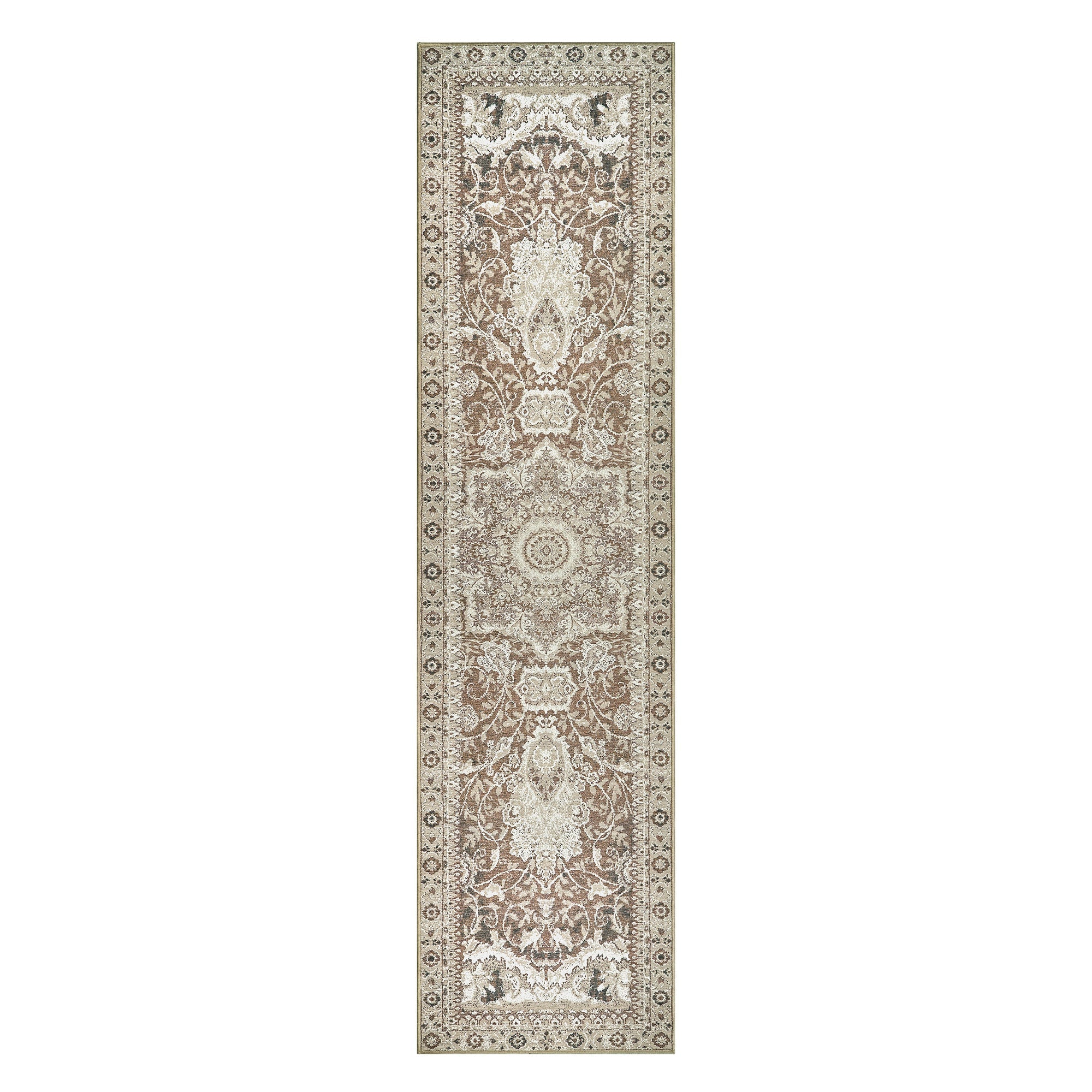 Parviz Brown Dining Room Washable Rug