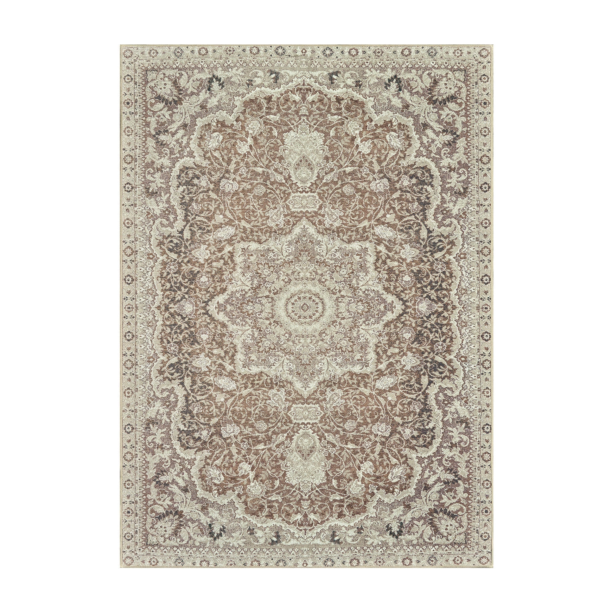 Parviz Brown Dining Room Washable Rug