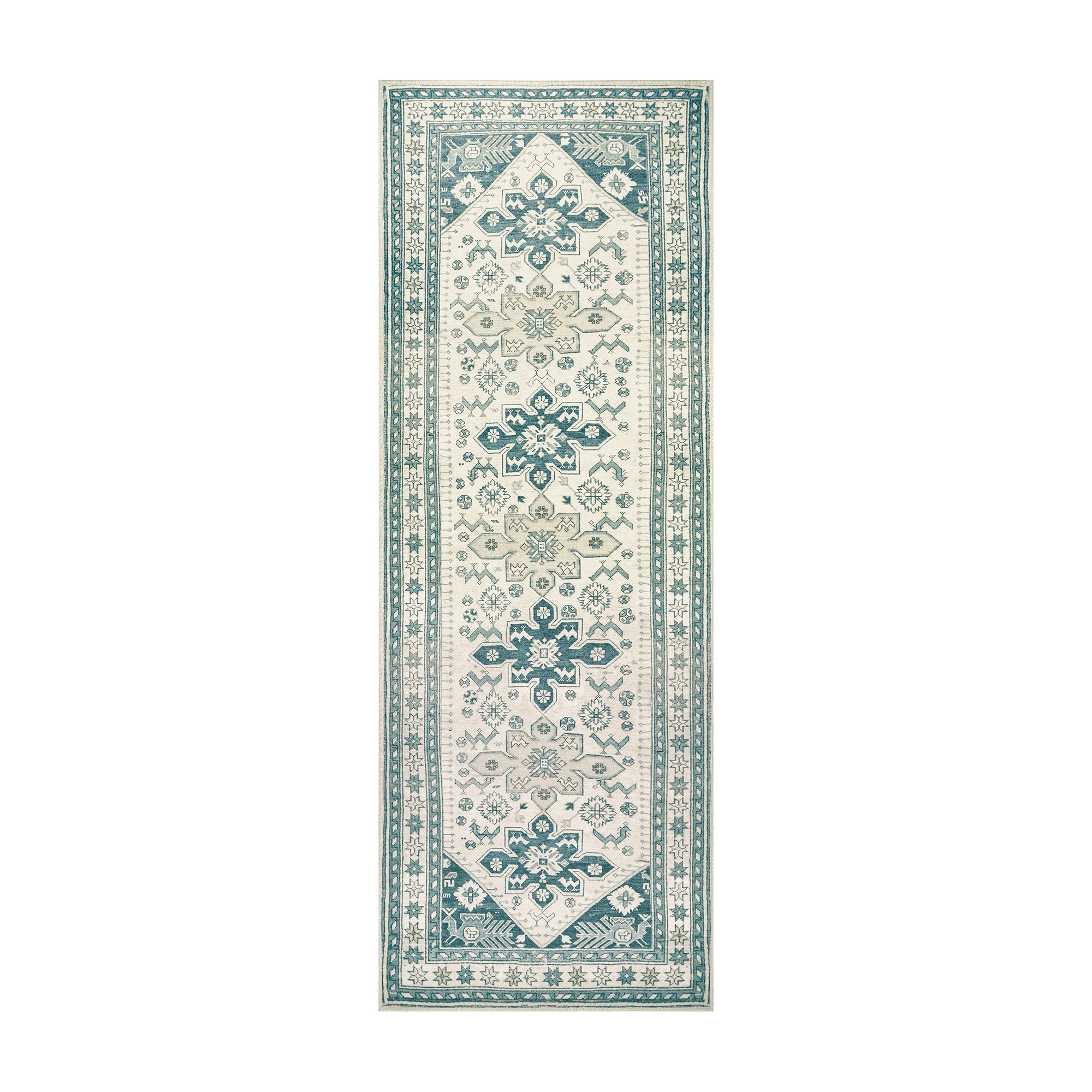 Saraz Teal Living Room Washable Rug
