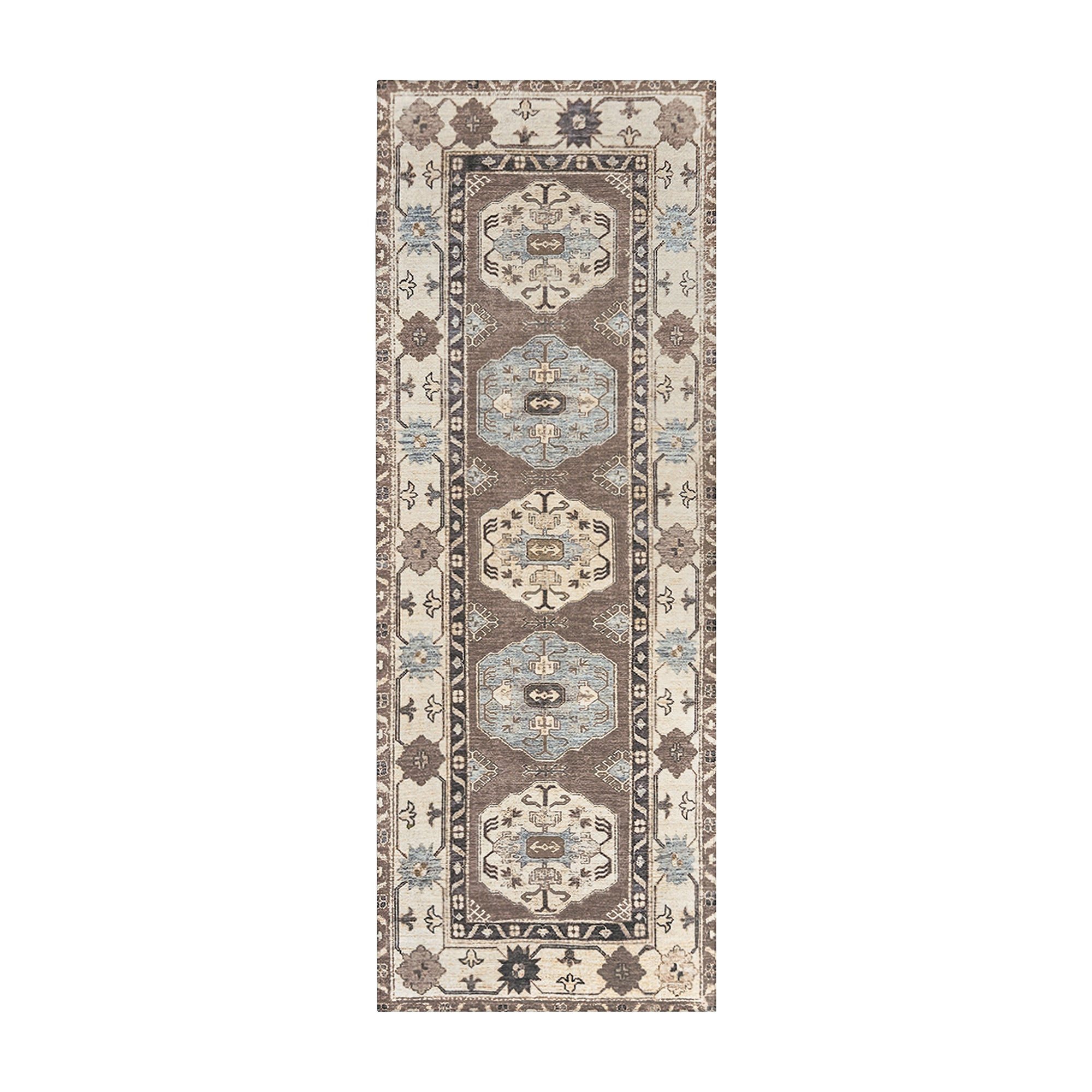 Shary Coffee Brown Hallway Washable Rug