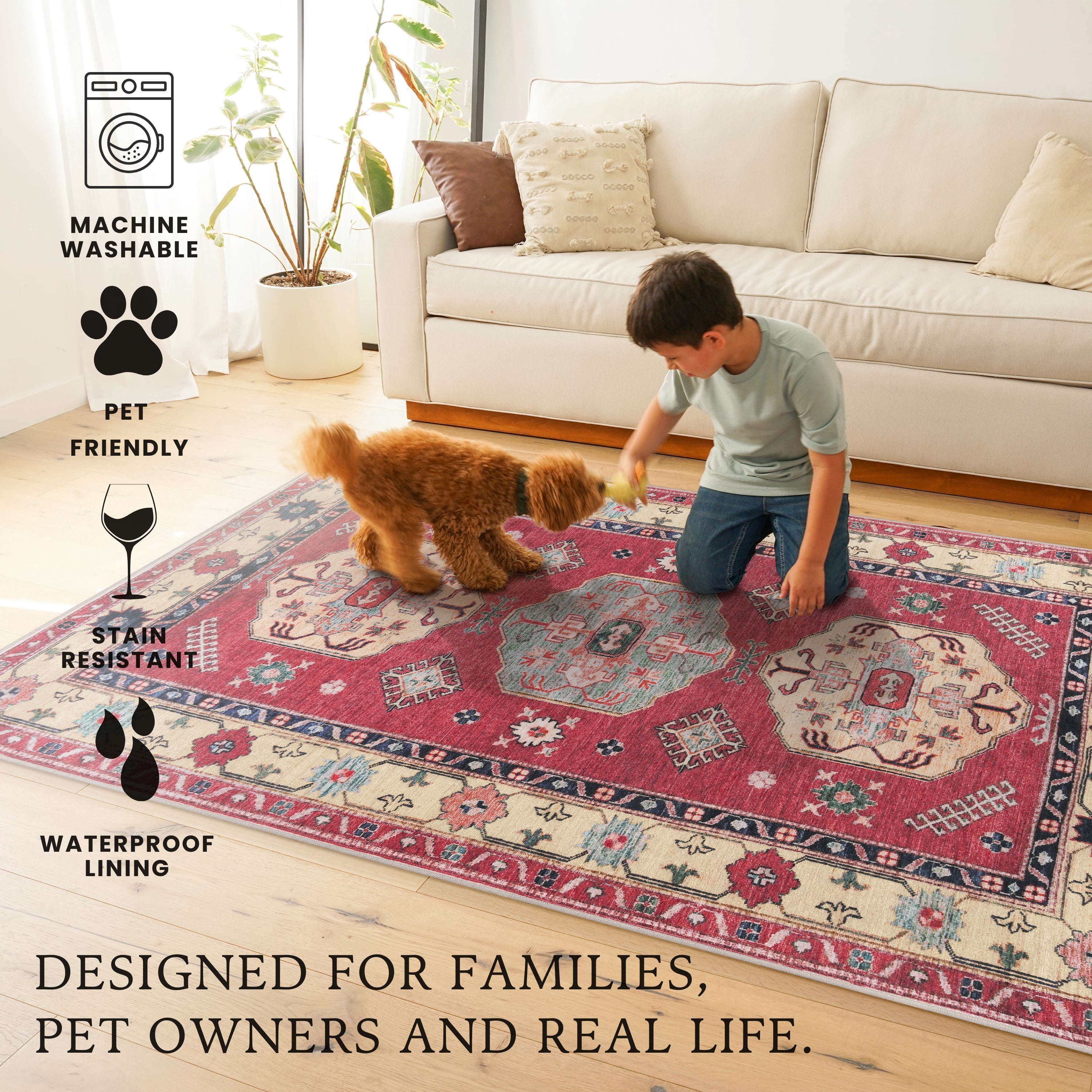 Shary Coral Washable Rug