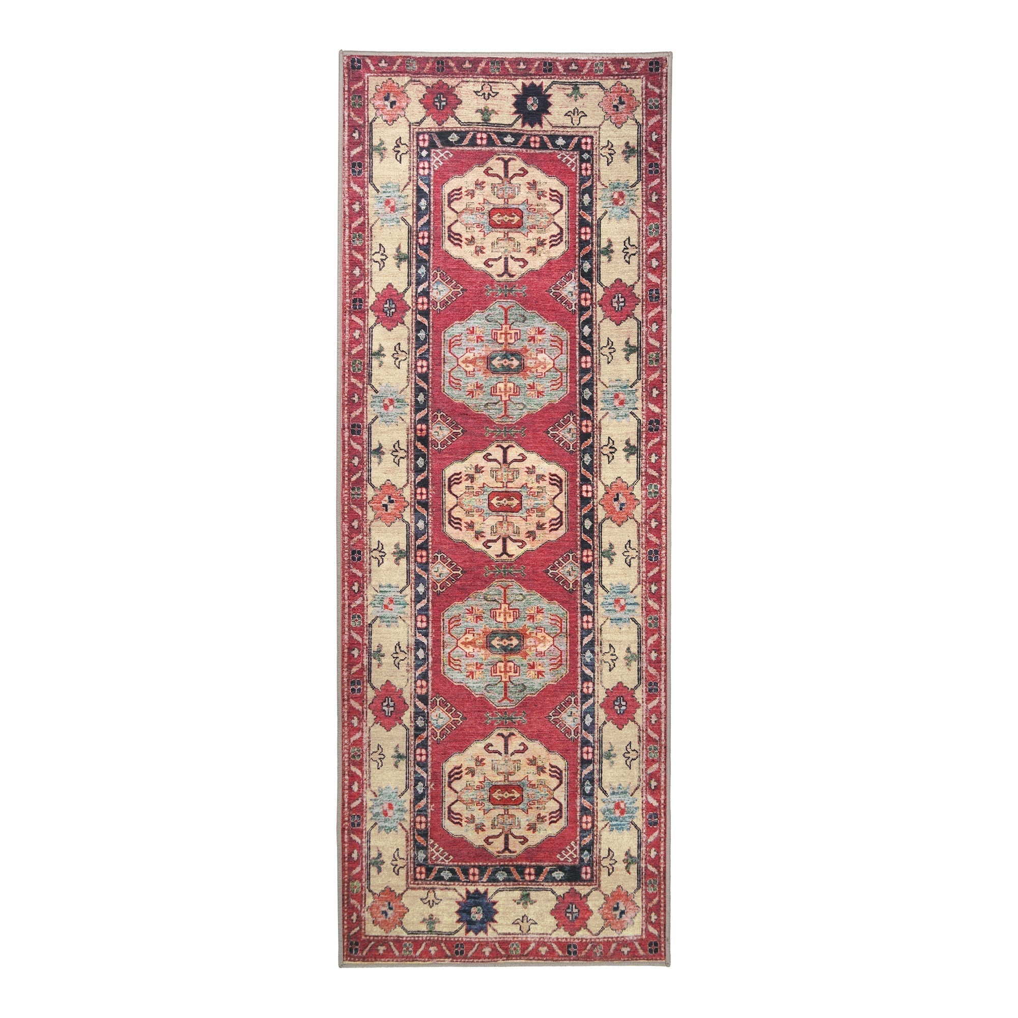 Shary Coral Dining Room Washable Rug