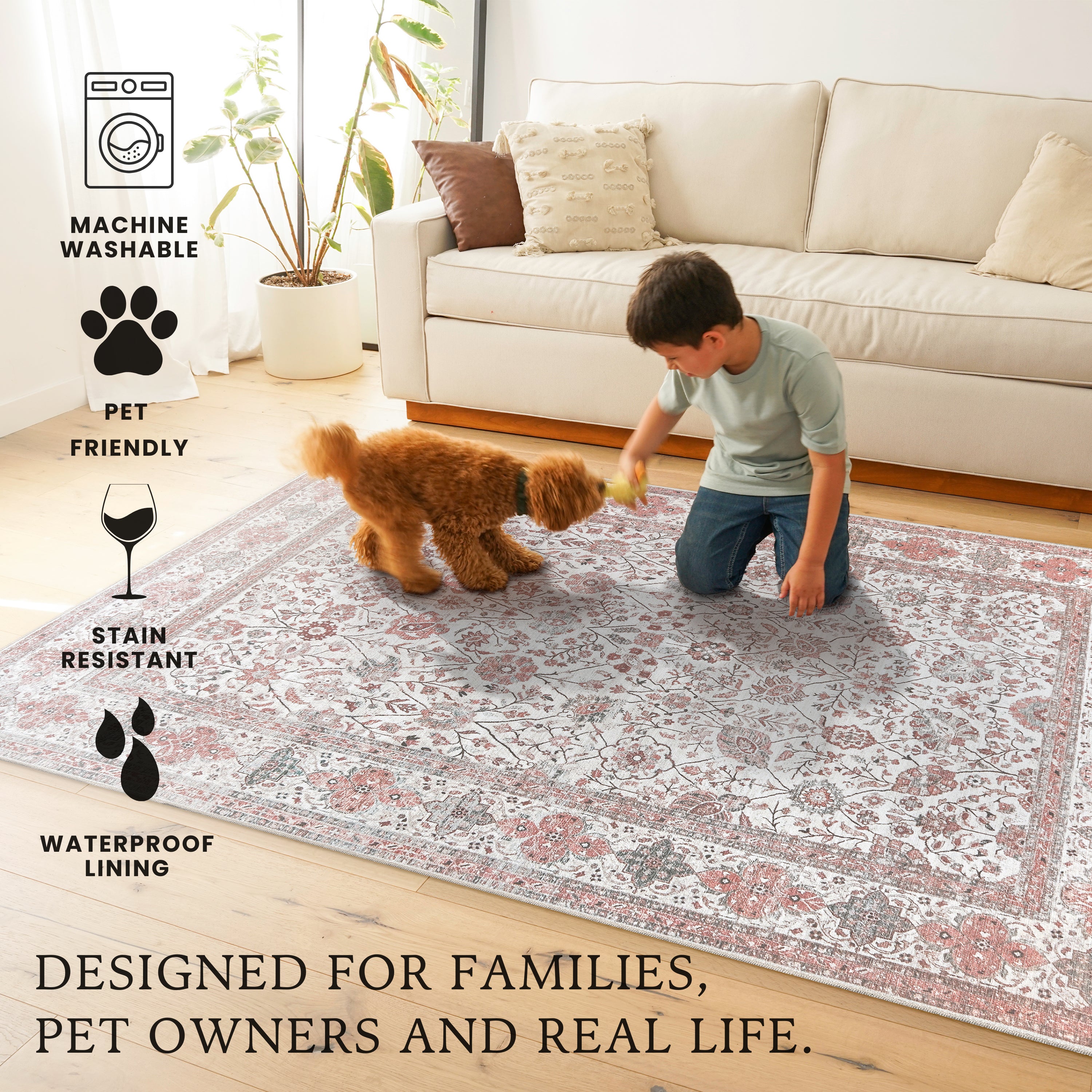 Lerik Multicolor Washable Rug
