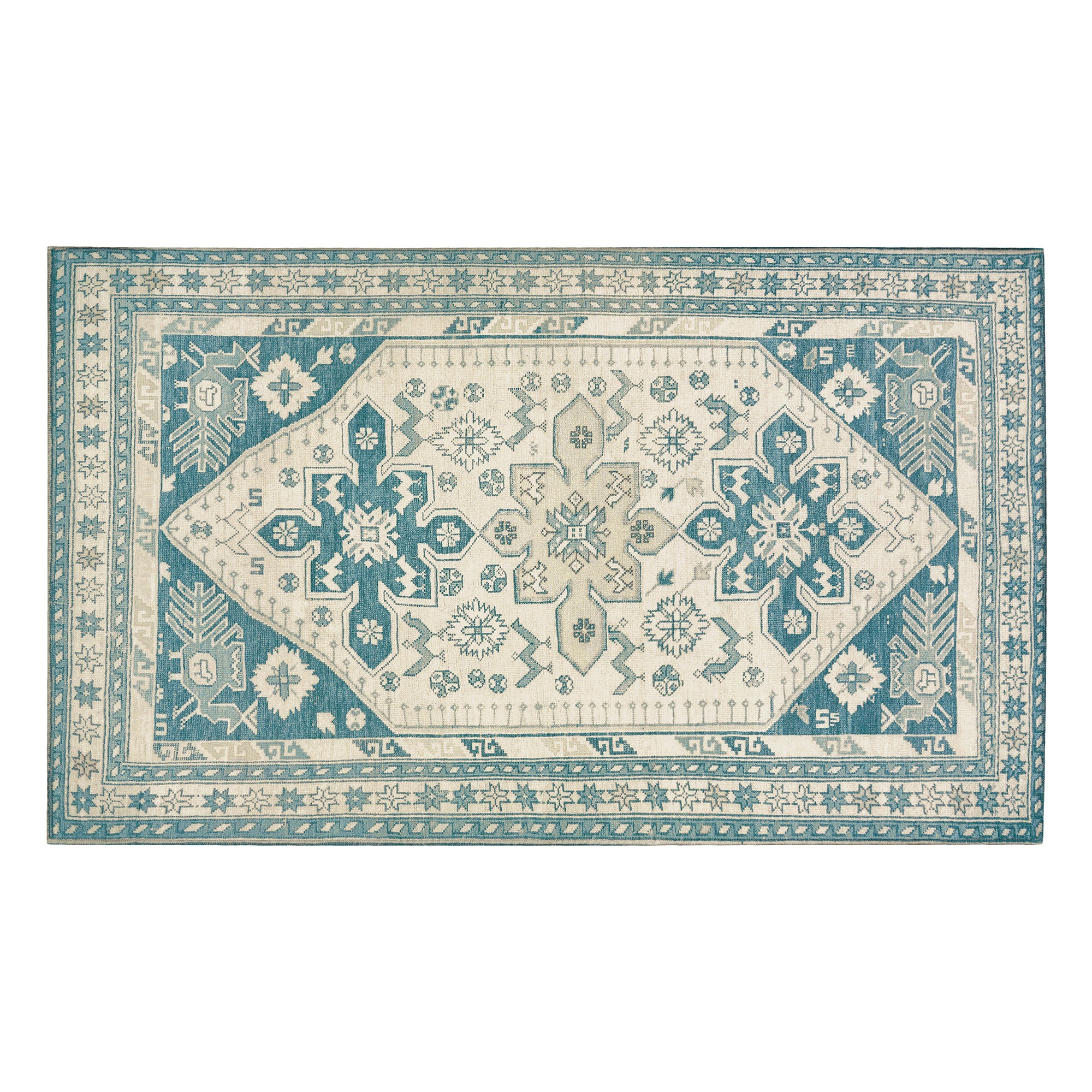 Saraz Teal Washable Rug